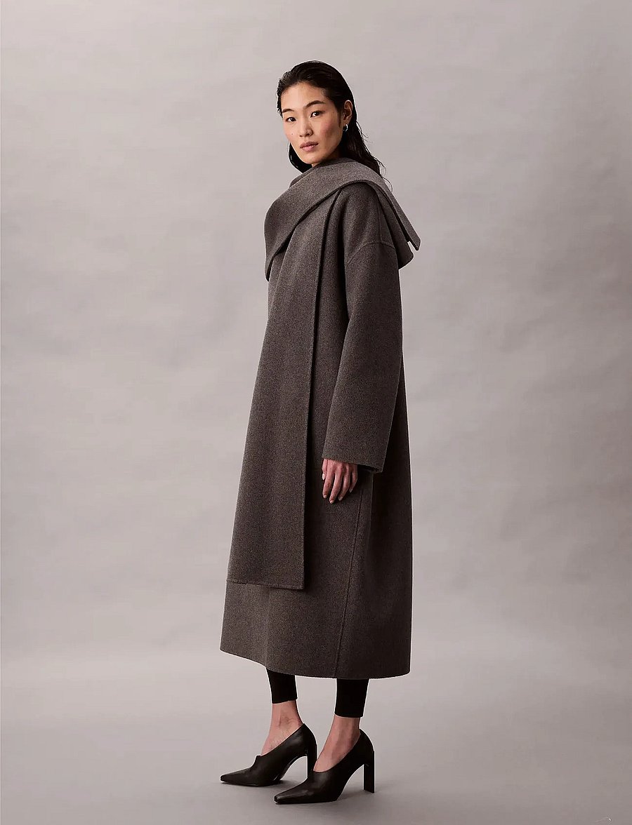 Calvin Klein - Dbl Face Wool Scarf Coat - Melan - winter jackets - charcoal heather as mill standard - 2
