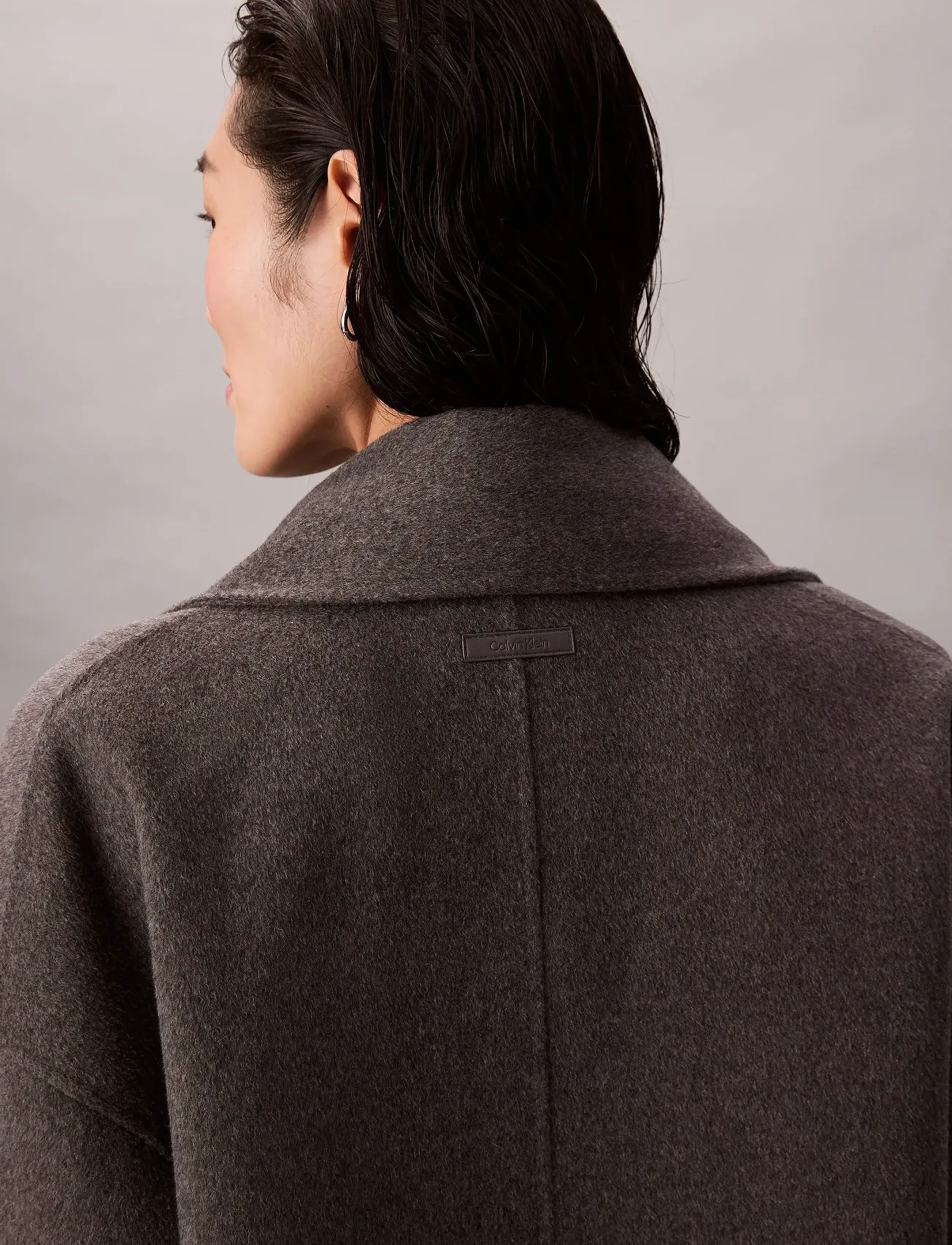 Calvin Klein - Dbl Face Wool Scarf Coat - Melan - talvitakit - charcoal heather as mill standard - 5