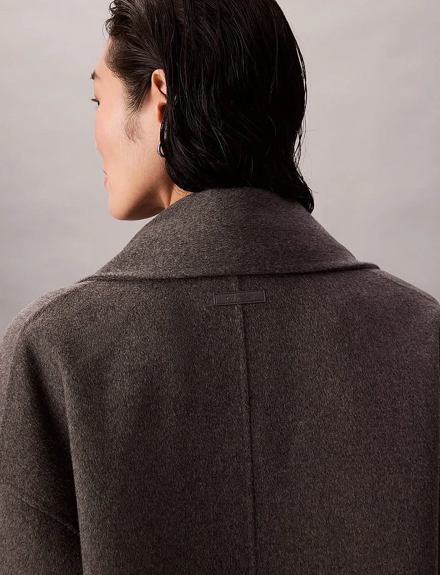 Calvin Klein - Dbl Face Wool Scarf Coat - Melan - winter jackets - charcoal heather as mill standard - 5