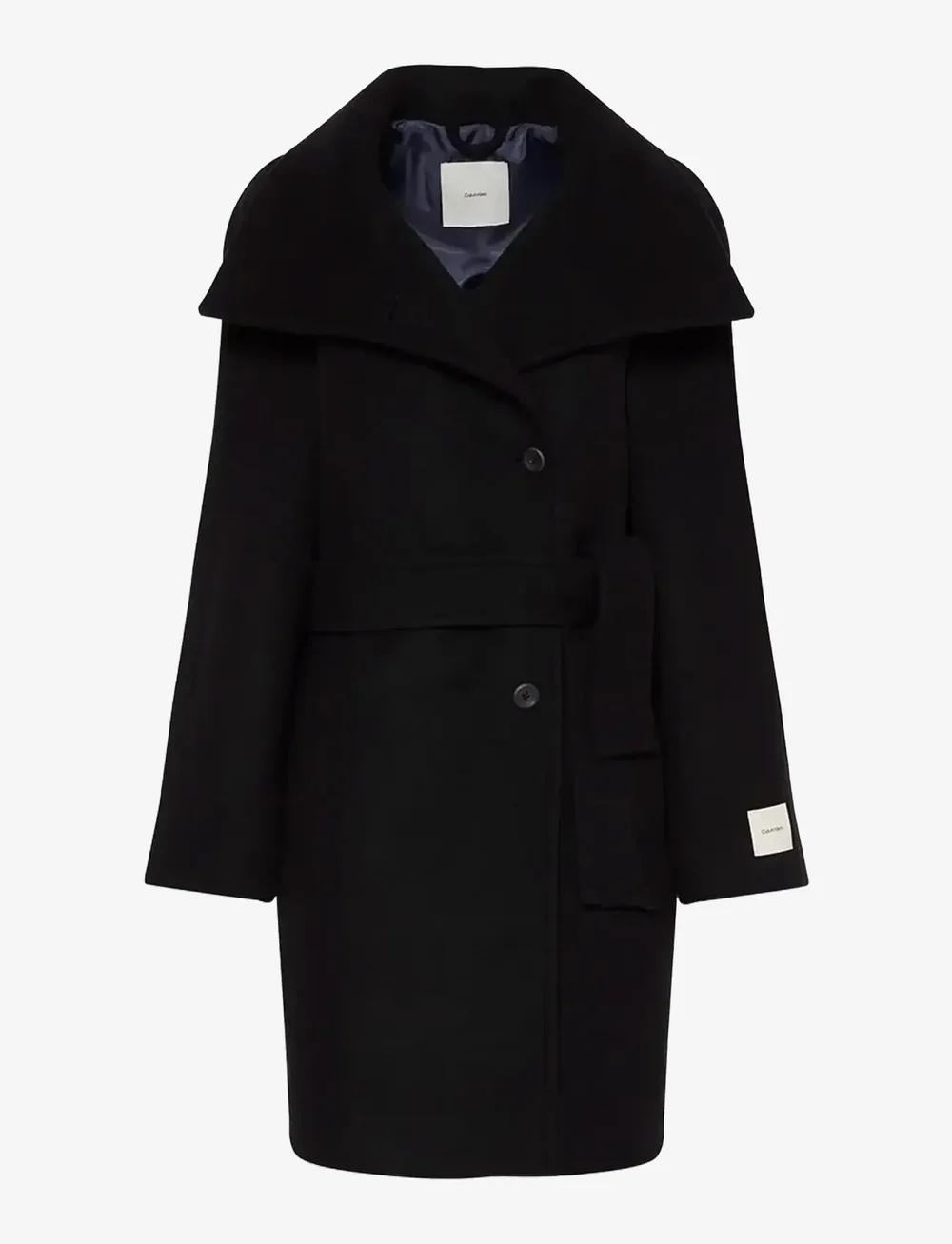 Calvin Klein - FUNNEL NECK KNEE LENGTH WOOL COA - uldfrakker - black - 1