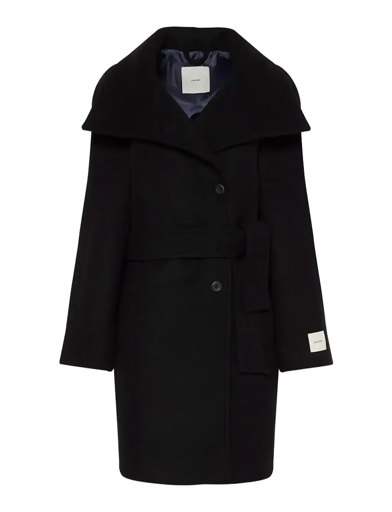 Calvin Klein FUNNEL NECK KNEE LENGTH WOOL COA - Jakid ja mantlid - BLACK / black