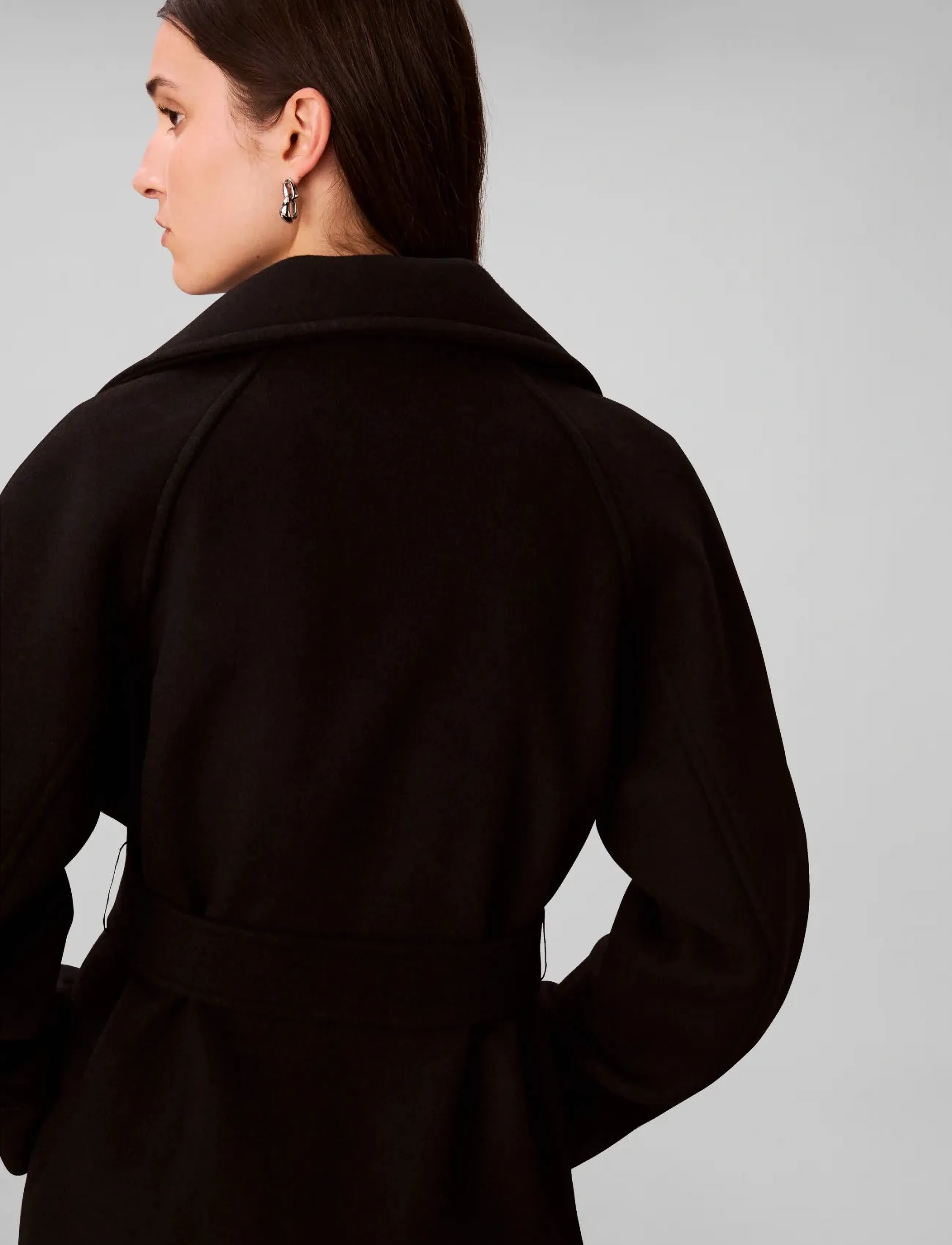 Funnel Neck Knee Length Wool Coa 2