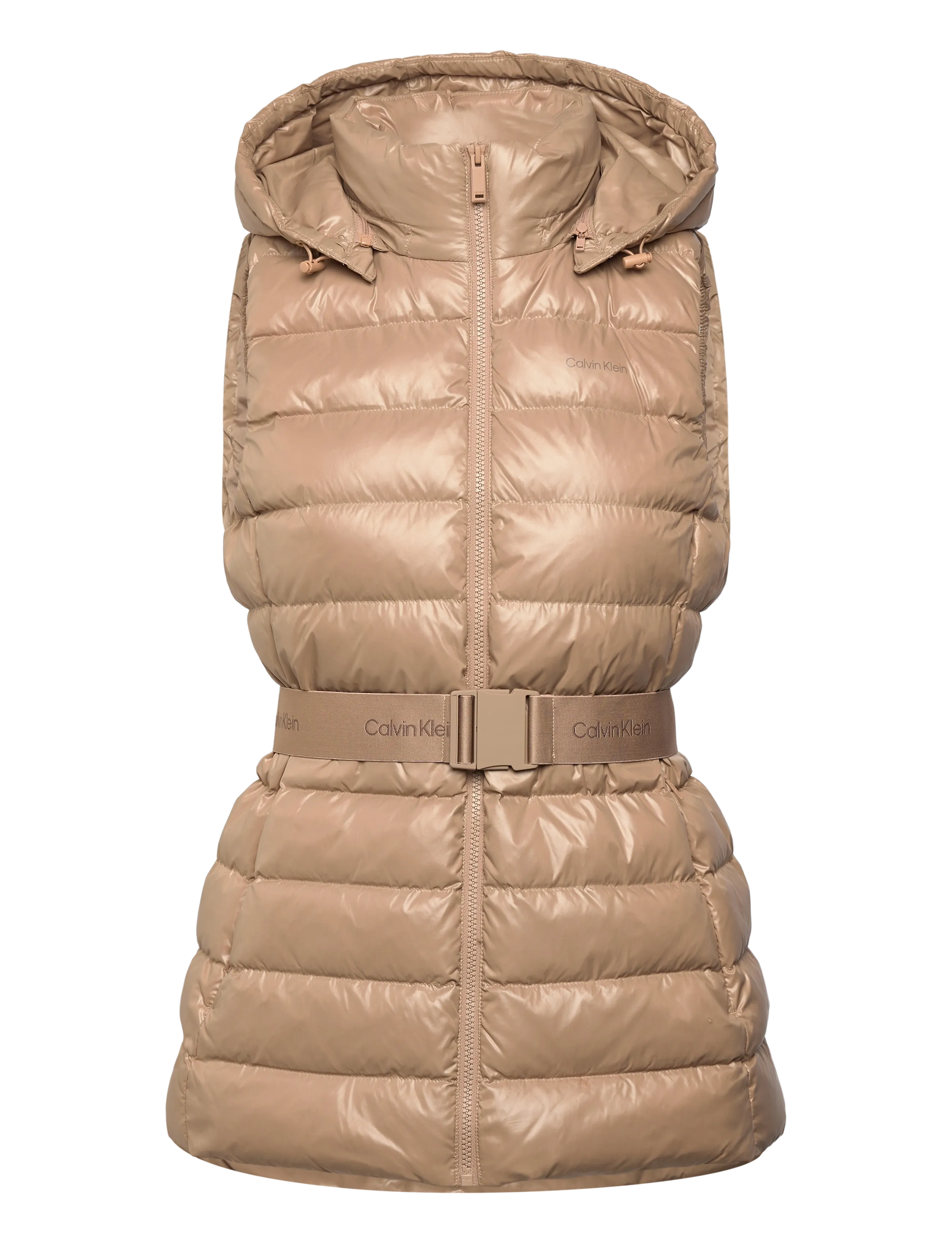 Calvin Klein BELTED LIGHTWEIGHT PUFFER VEST - Jakid ja mantlid - AMPHORA / beige