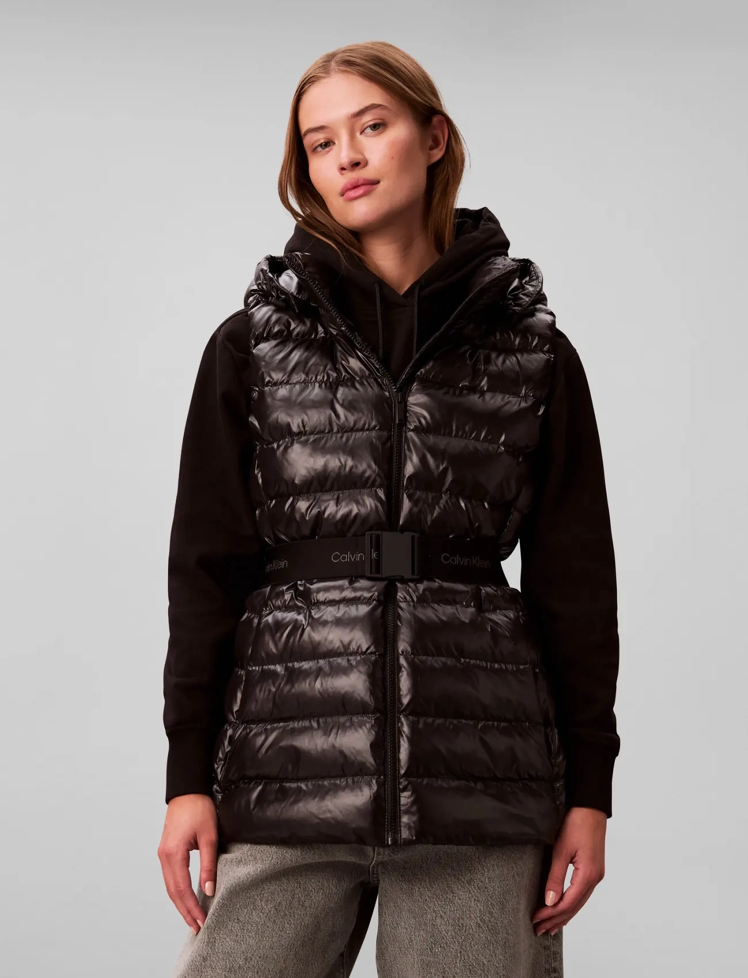 Calvin Klein Belted Lightweight Puffer Vest, XXL, Jackets, Schwarz - Padded Jacket, Frauen