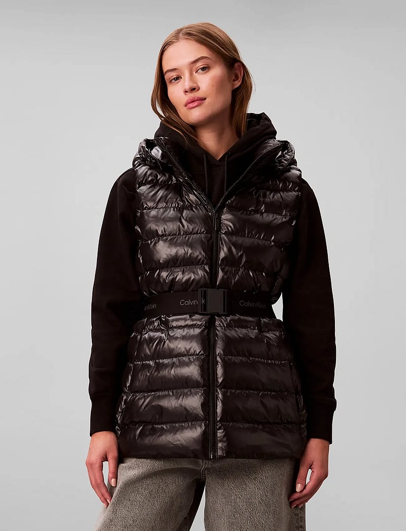 Calvin Klein - BELTED LIGHTWEIGHT PUFFER VEST - winterjacken - black - 0