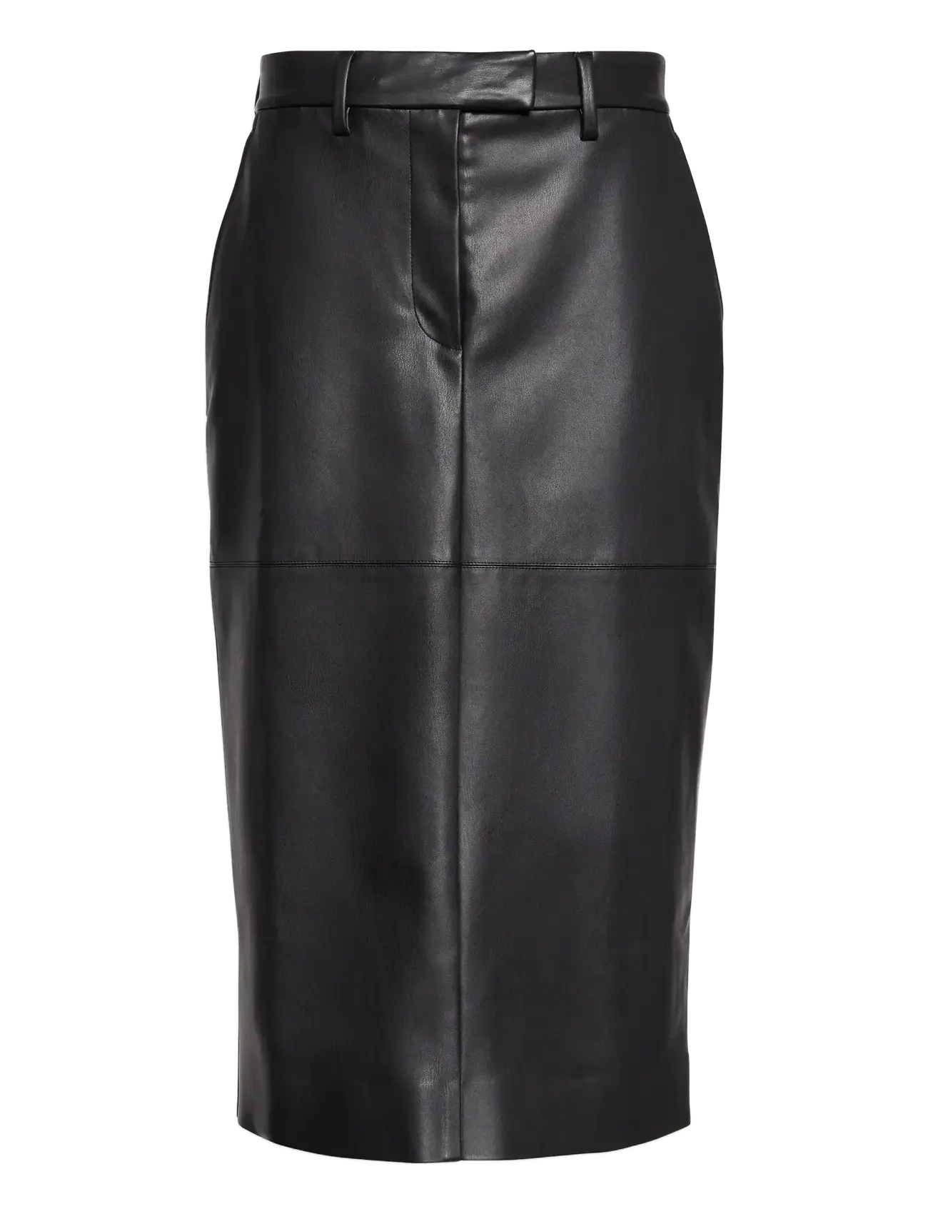 Calvin Klein FAUX LEATHER MIDI SKIRT - Bleistiftröcke - BLACK / black
