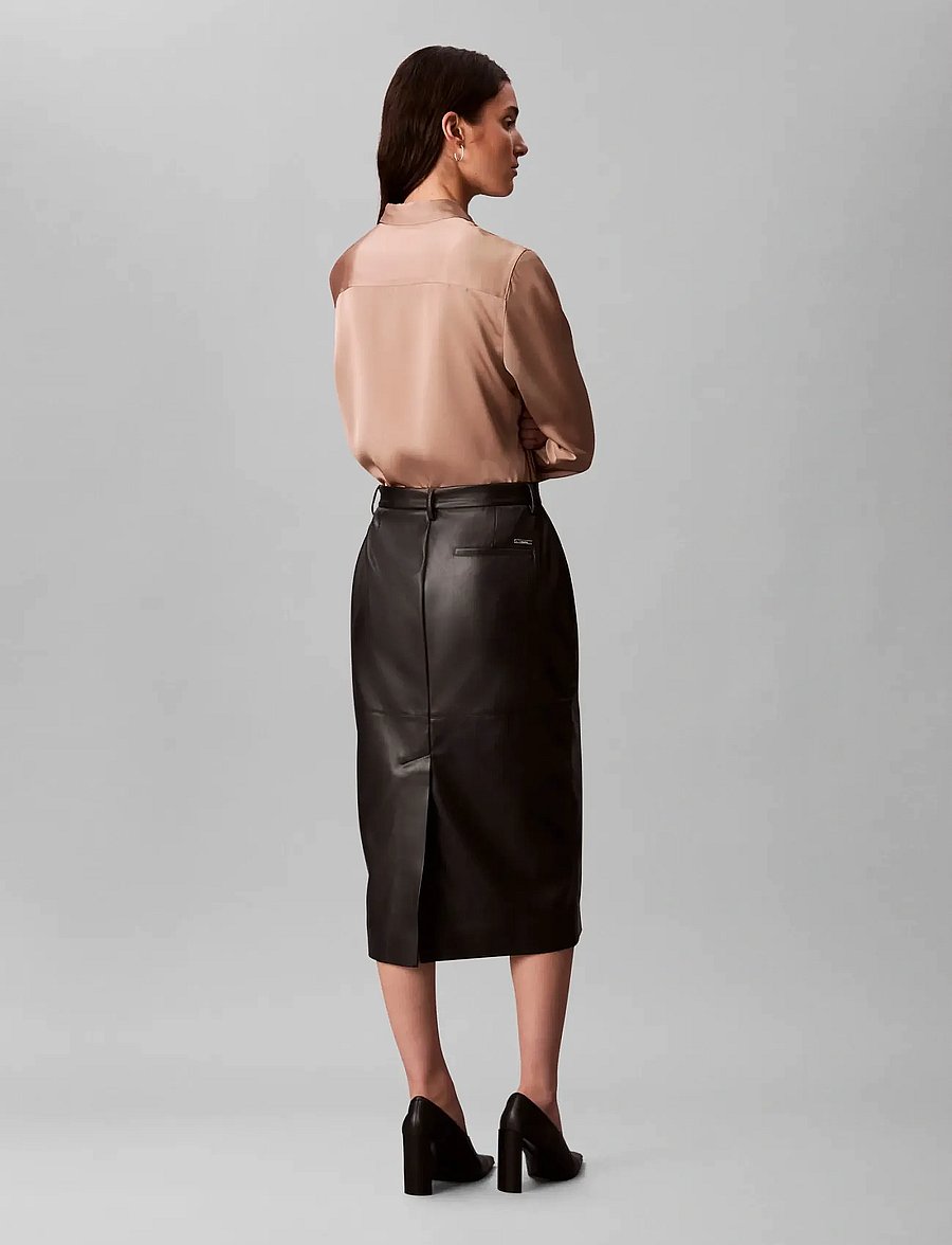 Calvin Klein - FAUX LEATHER MIDI SKIRT - midiseelikud - black - 3