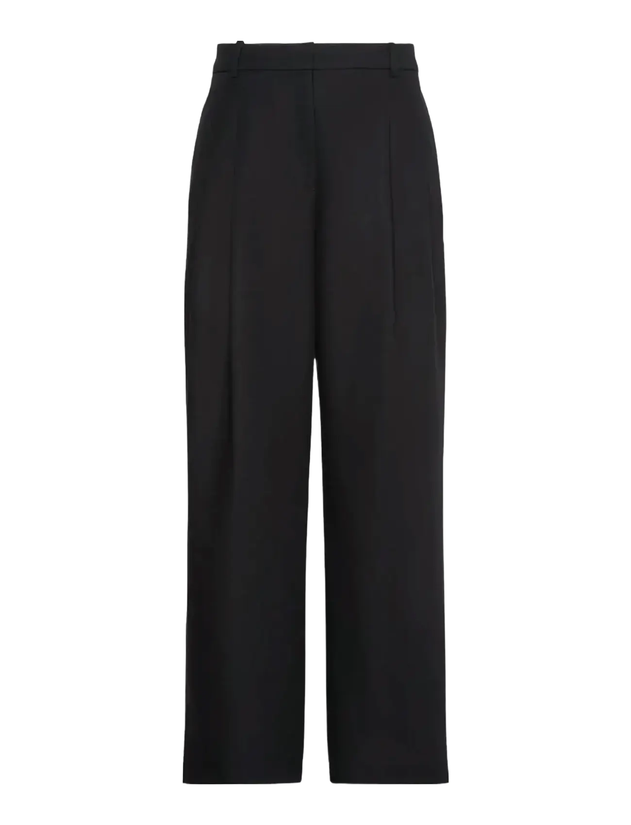 Calvin Klein STRETCH CHINO W/ PLEAT - WIDE LE - Chinos - BLACK / black