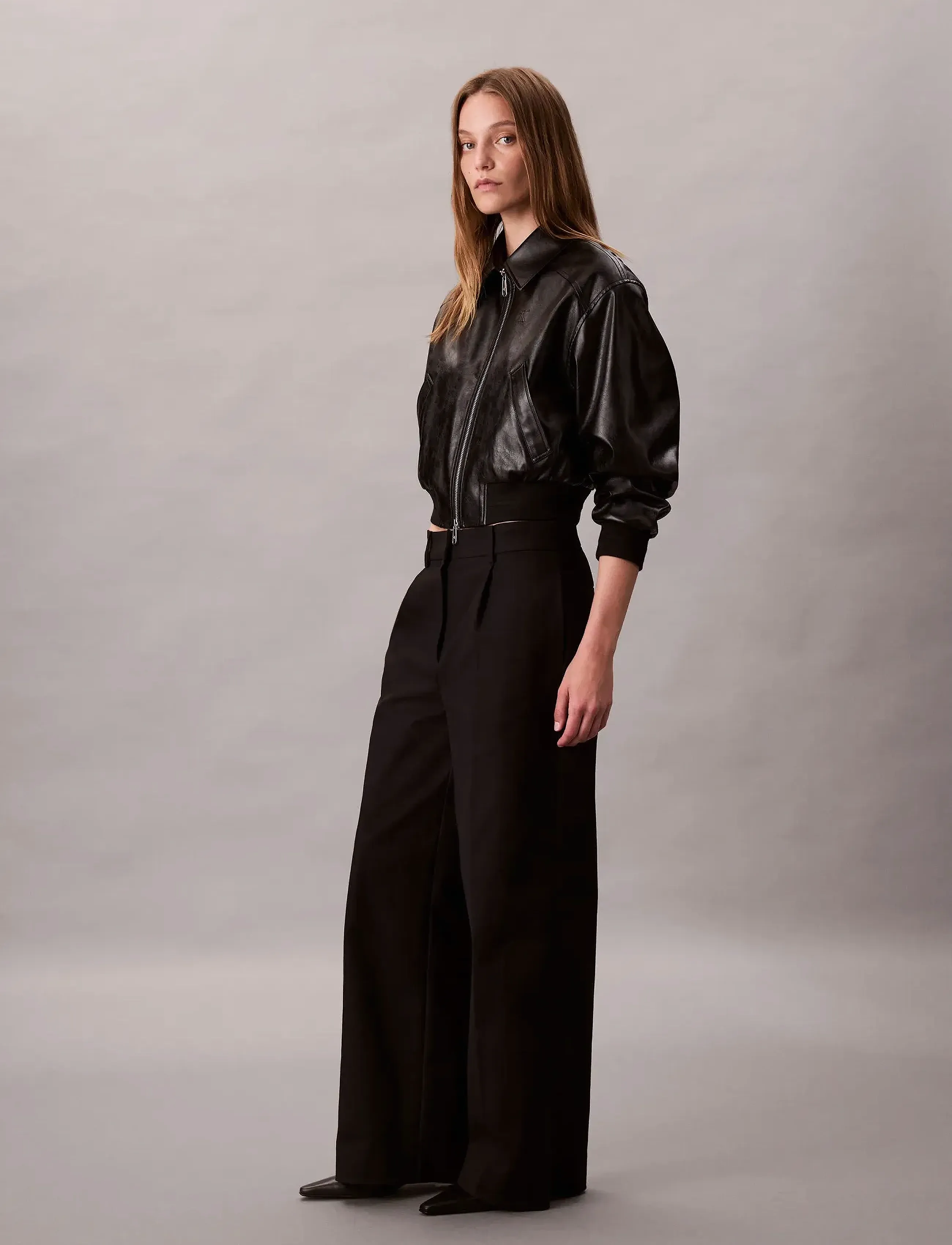 Calvin Klein - STRETCH CHINO W/ PLEAT -WIDE LEG - habitbukser - black - 2