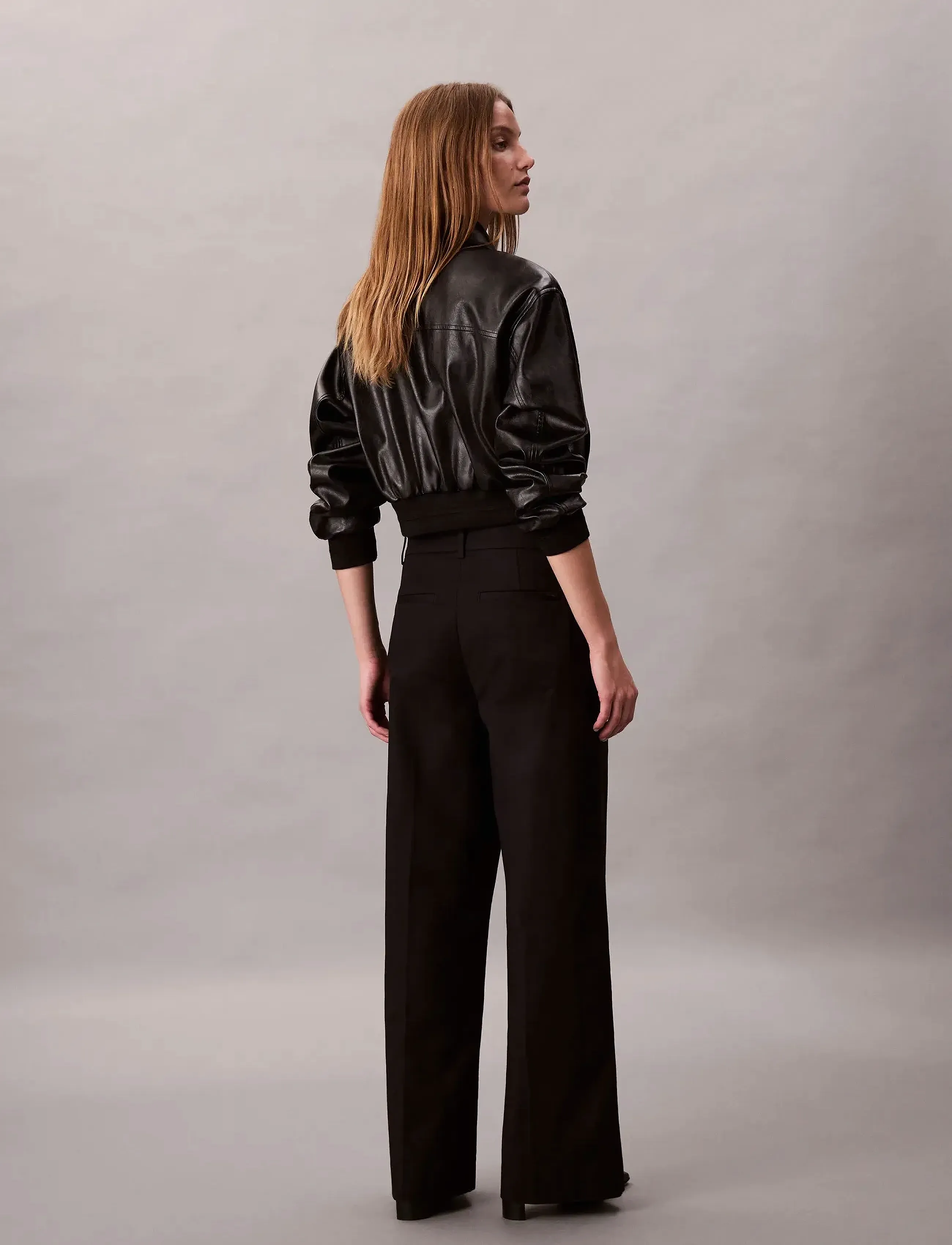Calvin Klein - STRETCH CHINO W/ PLEAT -WIDE LEG - habitbukser - black - 5