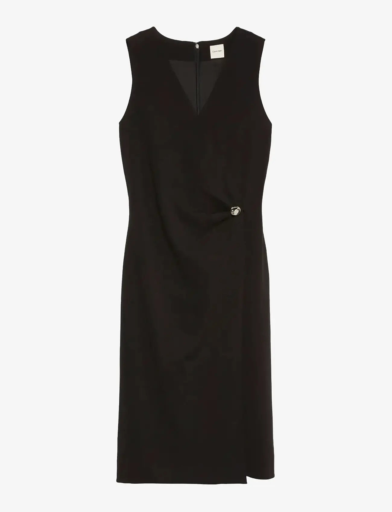 Calvin Klein - Stretch Crepe SL Hardware Dress - midikleider - black - 1