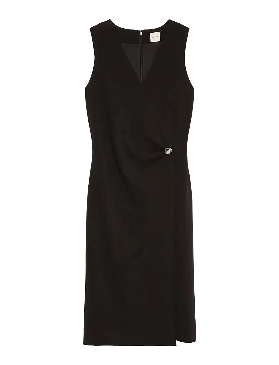 Calvin Klein - Stretch Crepe SL Hardware Dress - midi kjoler - black - 1