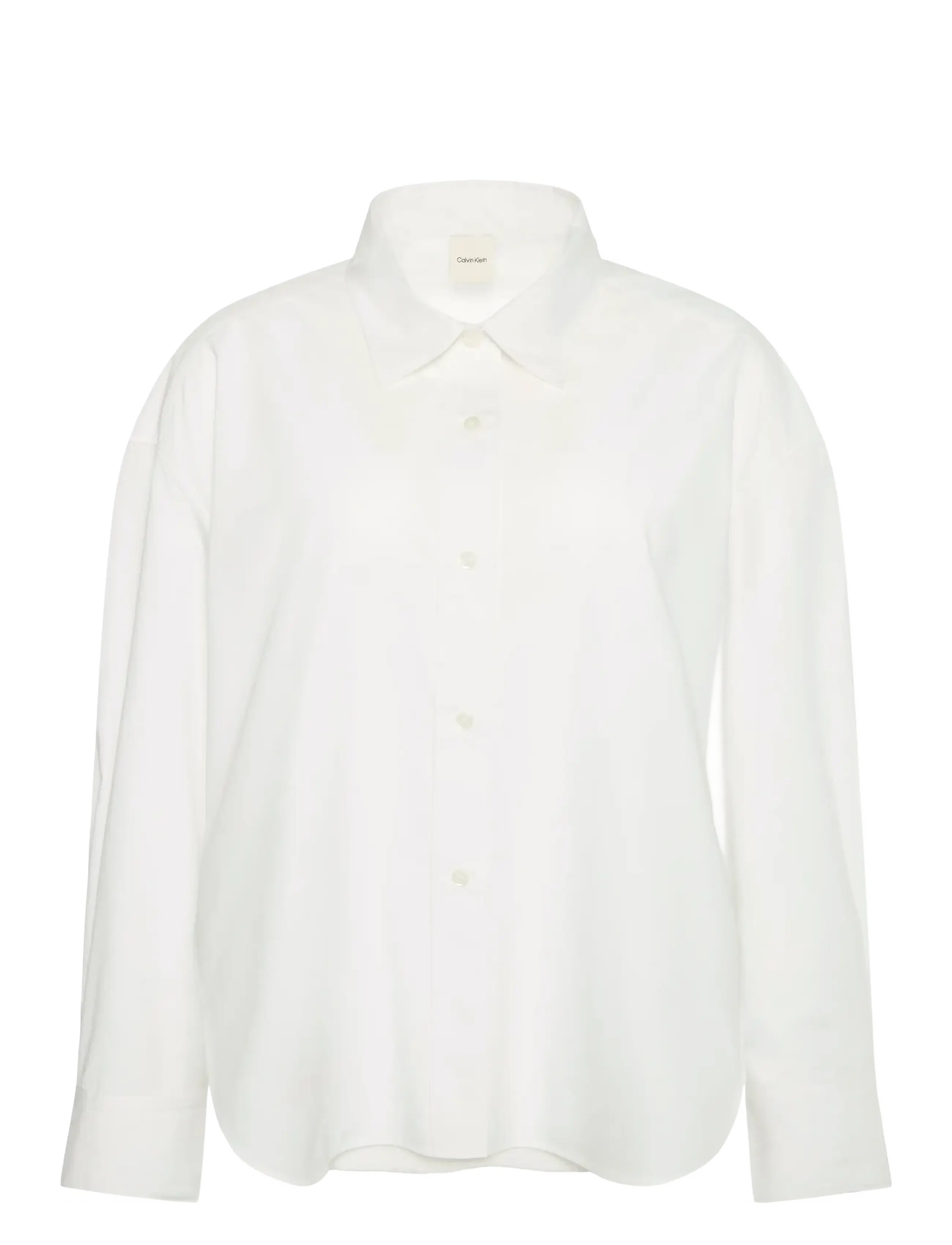 Calvin Klein Crisp Poplin Oversized Cropped S, Kvinder, Oversized Kort Poplin Skjorte, Hvid, Str: XS