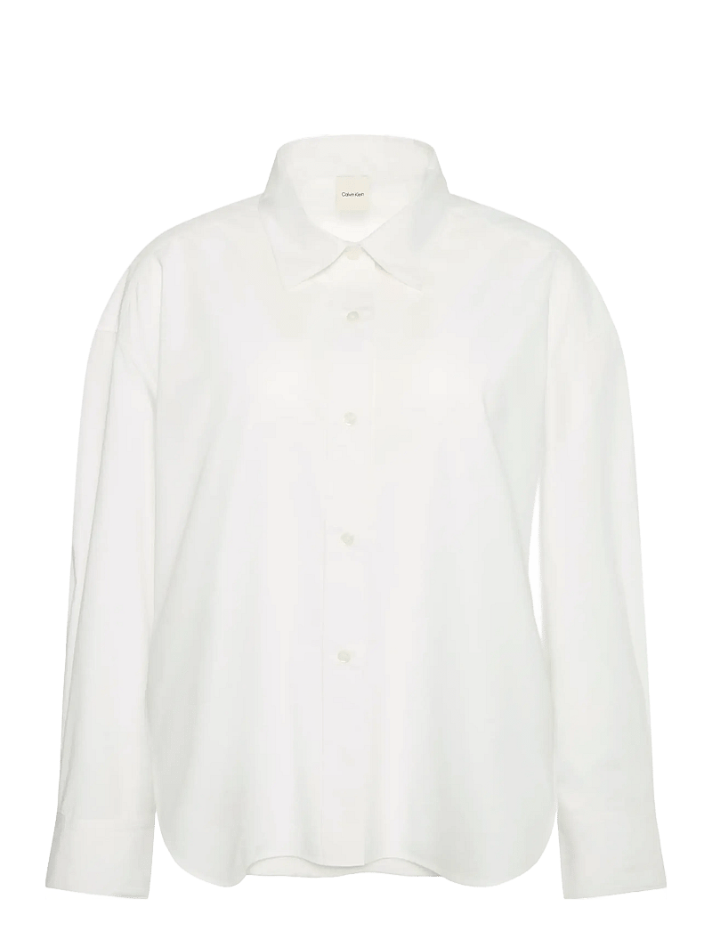 Calvin Klein - Crisp Poplin Oversized Cropped S - langärmlige hemden - brilliant white - 0