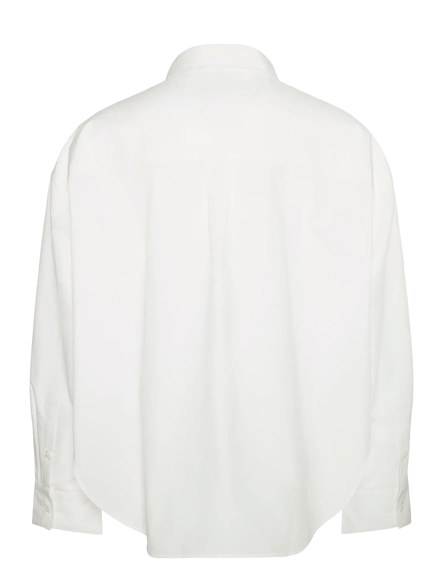 Calvin Klein - Crisp Poplin Oversized Cropped S - langärmlige hemden - brilliant white - 1