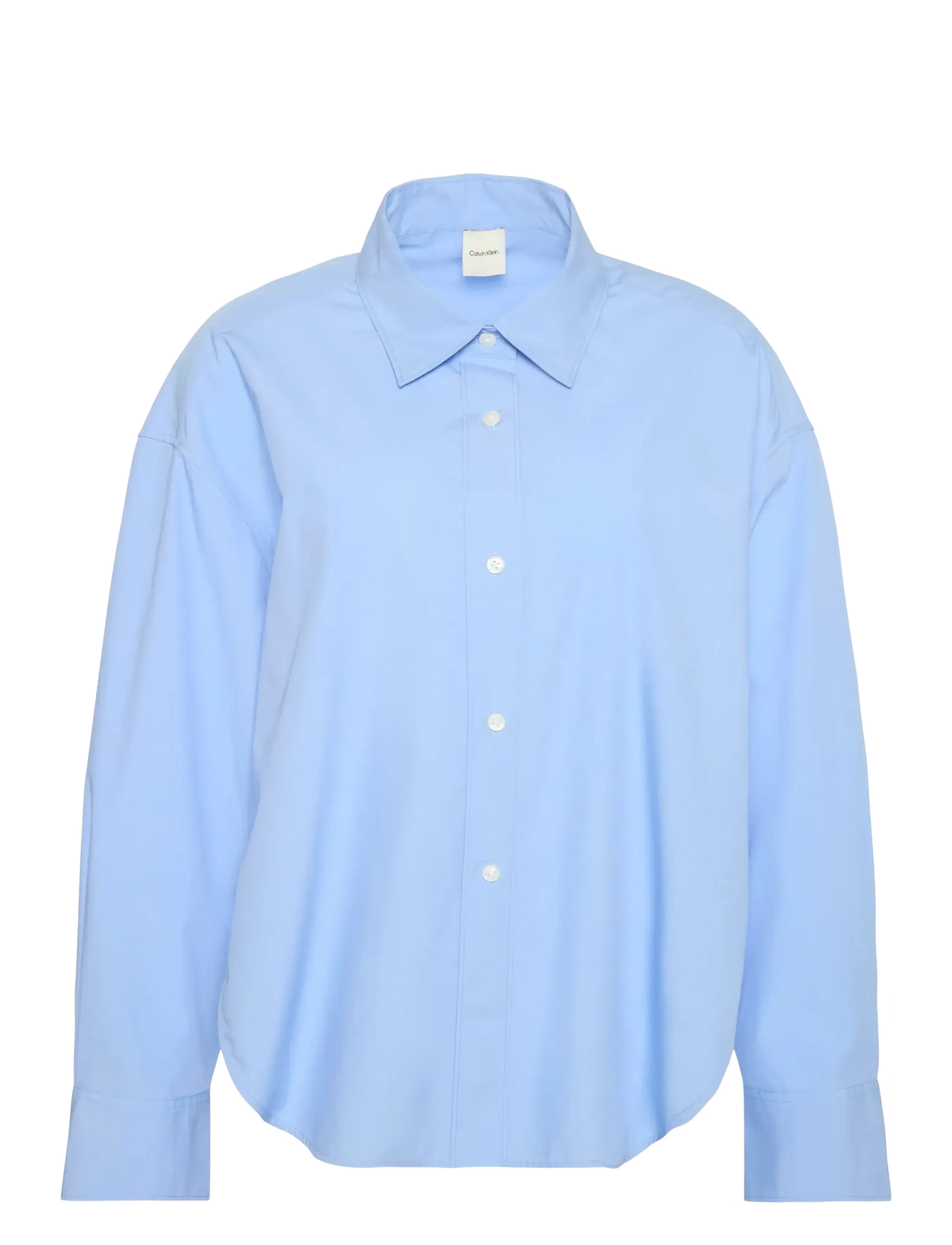 Calvin Klein Crisp Poplin Oversized Cropped S, Kvinder, Oversized Kort Poplin Skjorte, Blå, Str: S