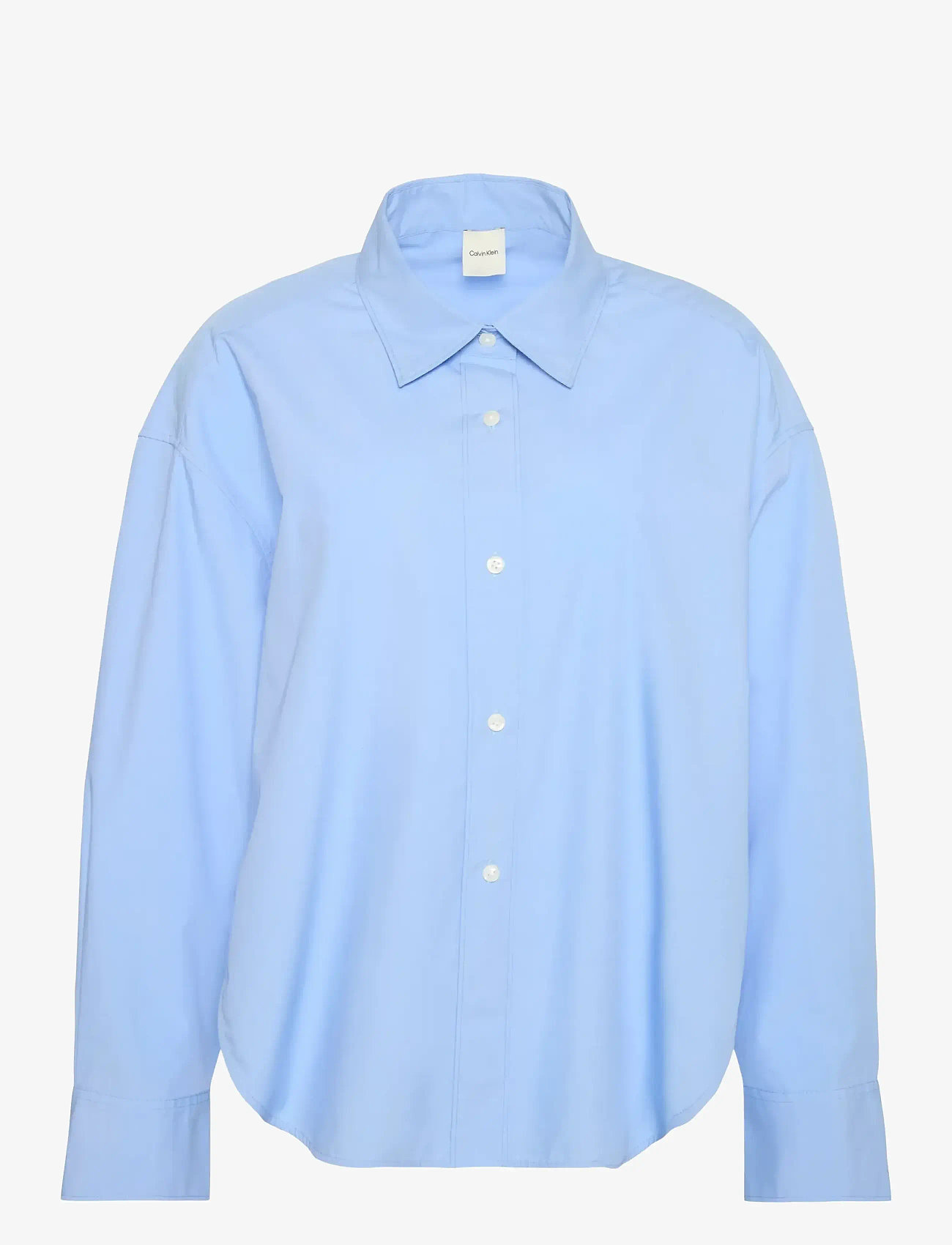 Calvin Klein - Crisp Poplin Oversized Cropped S - langärmlige hemden - hydrangea - 0