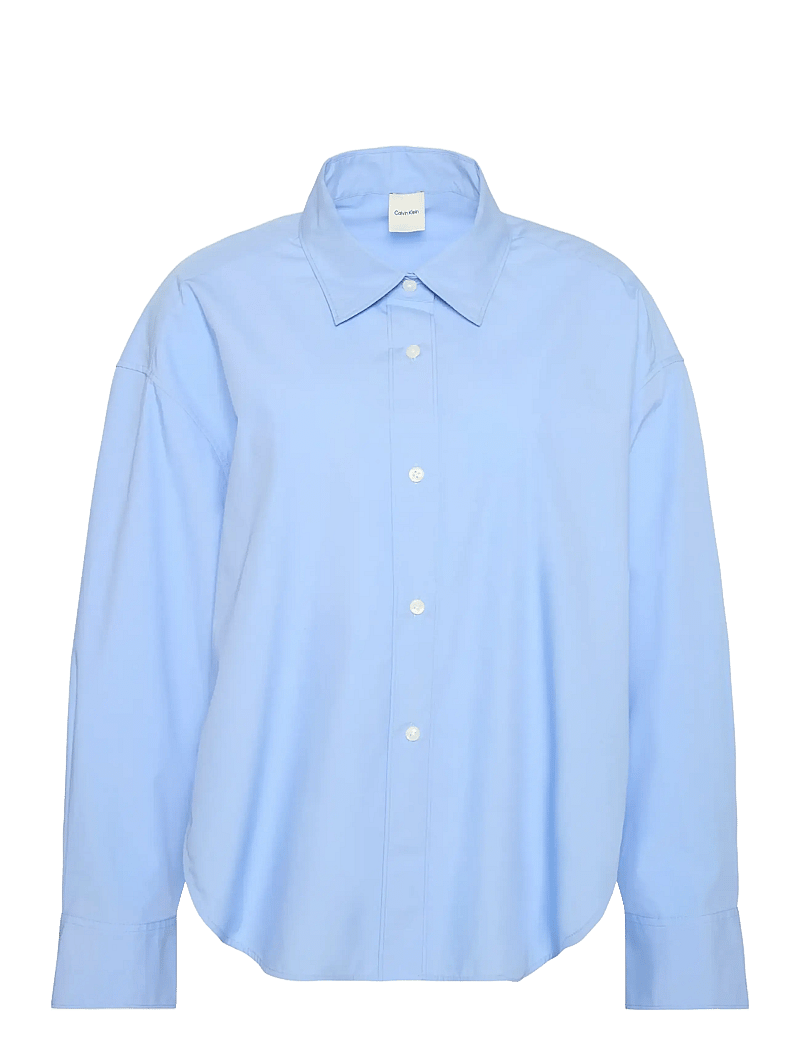 Calvin Klein - Crisp Poplin Oversized Cropped S - langärmlige hemden - hydrangea - 0