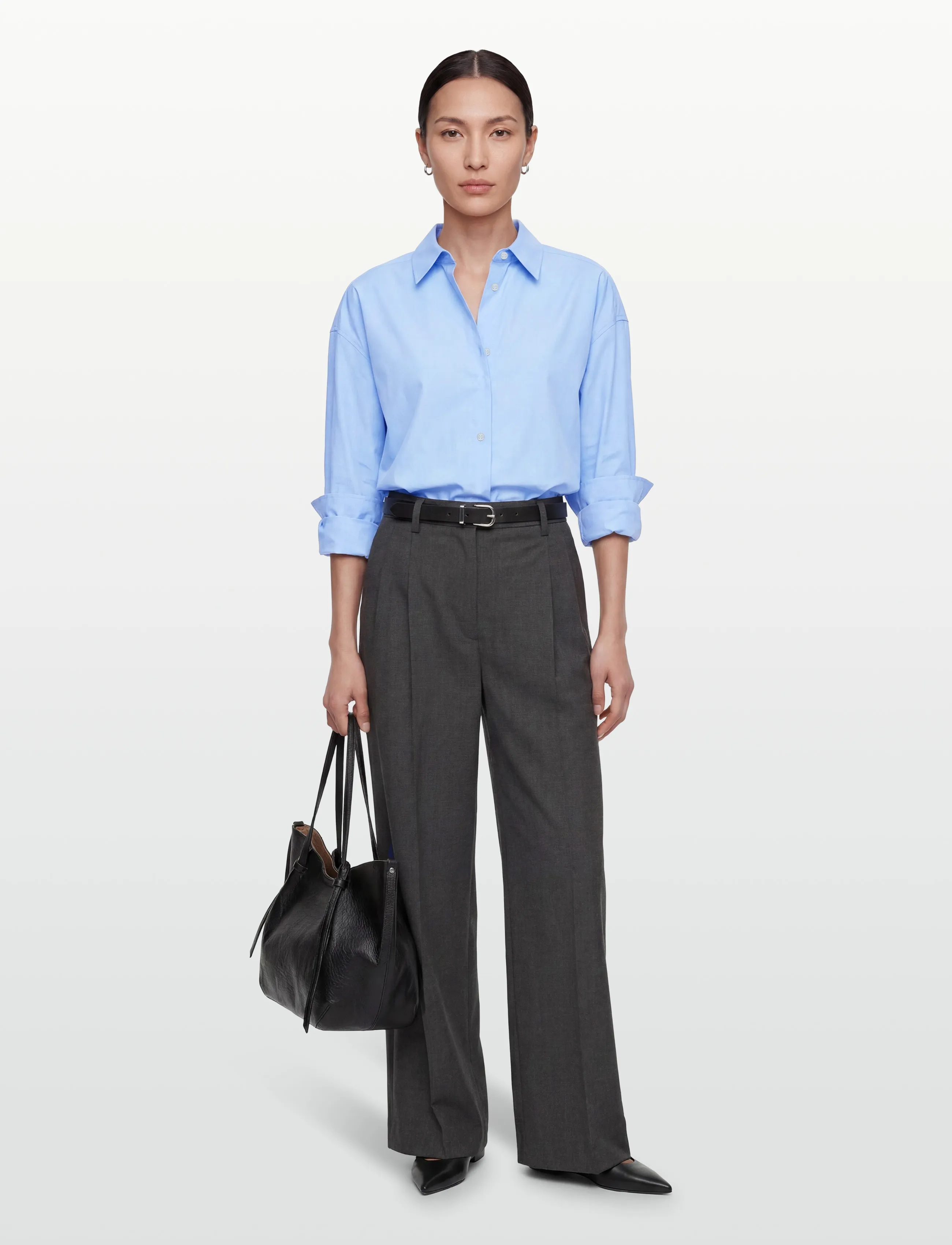 Calvin Klein - Crisp Poplin Oversized Cropped S - long-sleeved shirts - hydrangea - 0