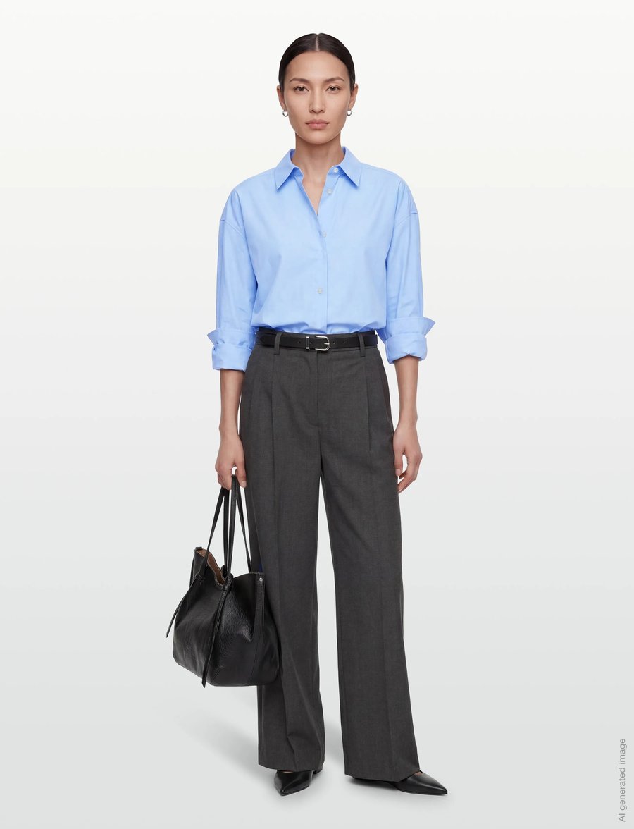 Calvin Klein - Crisp Poplin Oversized Cropped S - langärmlige hemden - hydrangea - 0