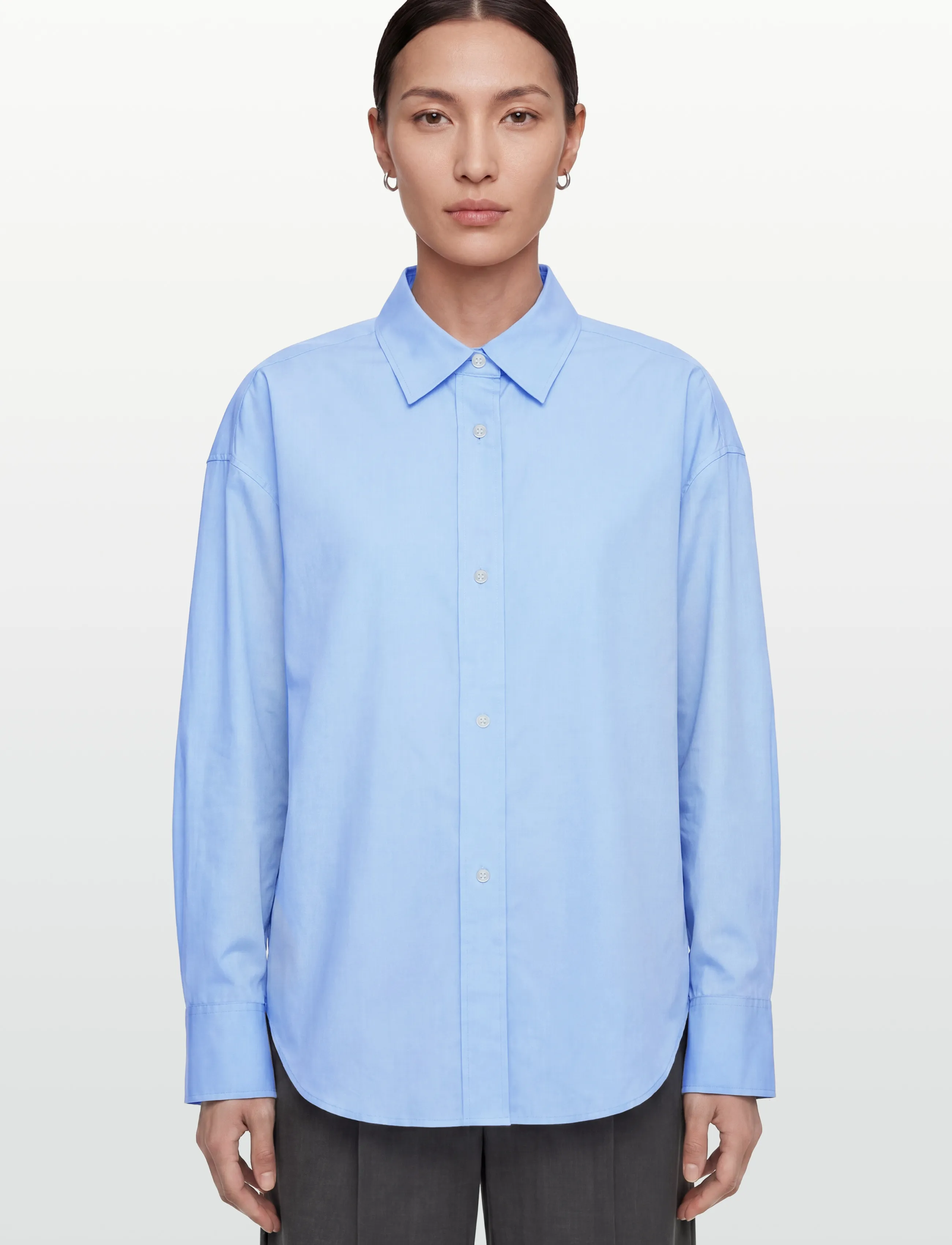 Calvin Klein - Crisp Poplin Oversized Cropped S - long-sleeved shirts - hydrangea - 3