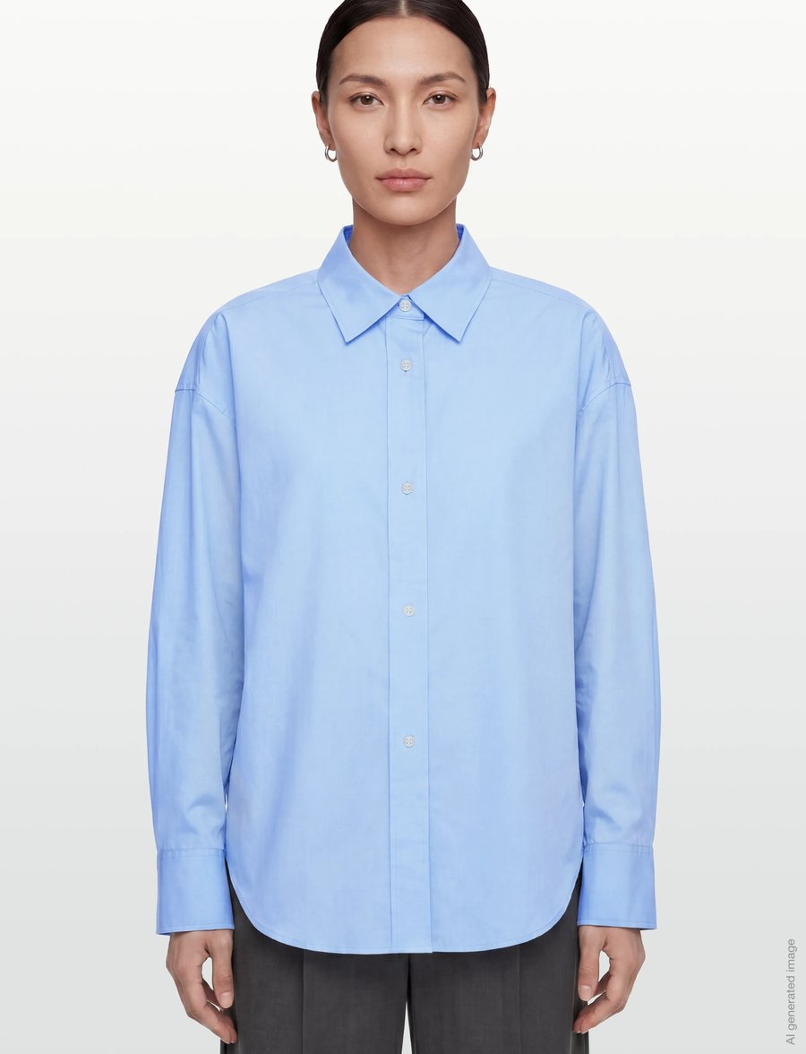 Calvin Klein - Crisp Poplin Oversized Cropped S - langärmlige hemden - hydrangea - 3