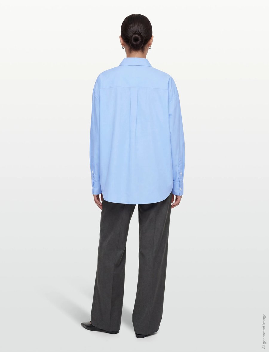 Calvin Klein - Crisp Poplin Oversized Cropped S - langärmlige hemden - hydrangea - 4