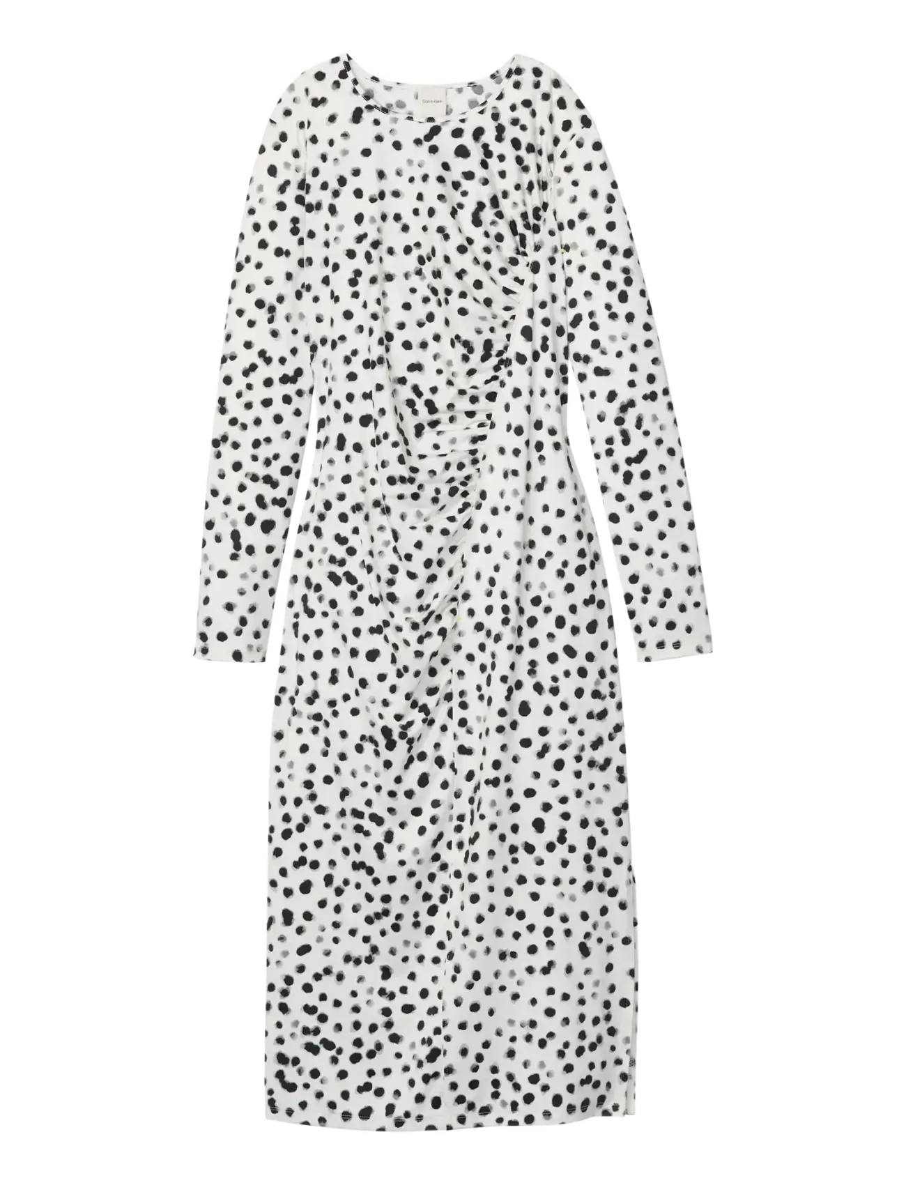 CALVIN KLEIN Ls Ruched Assym Printed Midi Dre Weiß - S - Damen