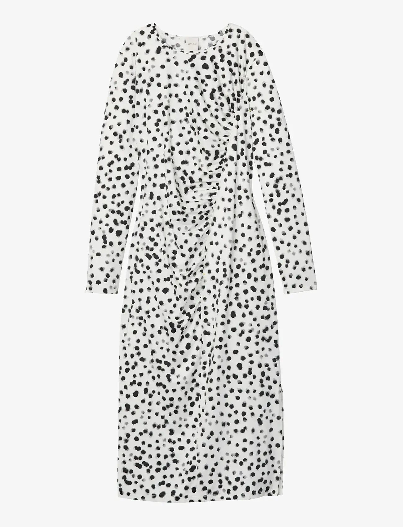 Calvin Klein - LS RUCHED ASSYM PRINTED MIDI DRE - konfirmatsioon - ivory print - 1