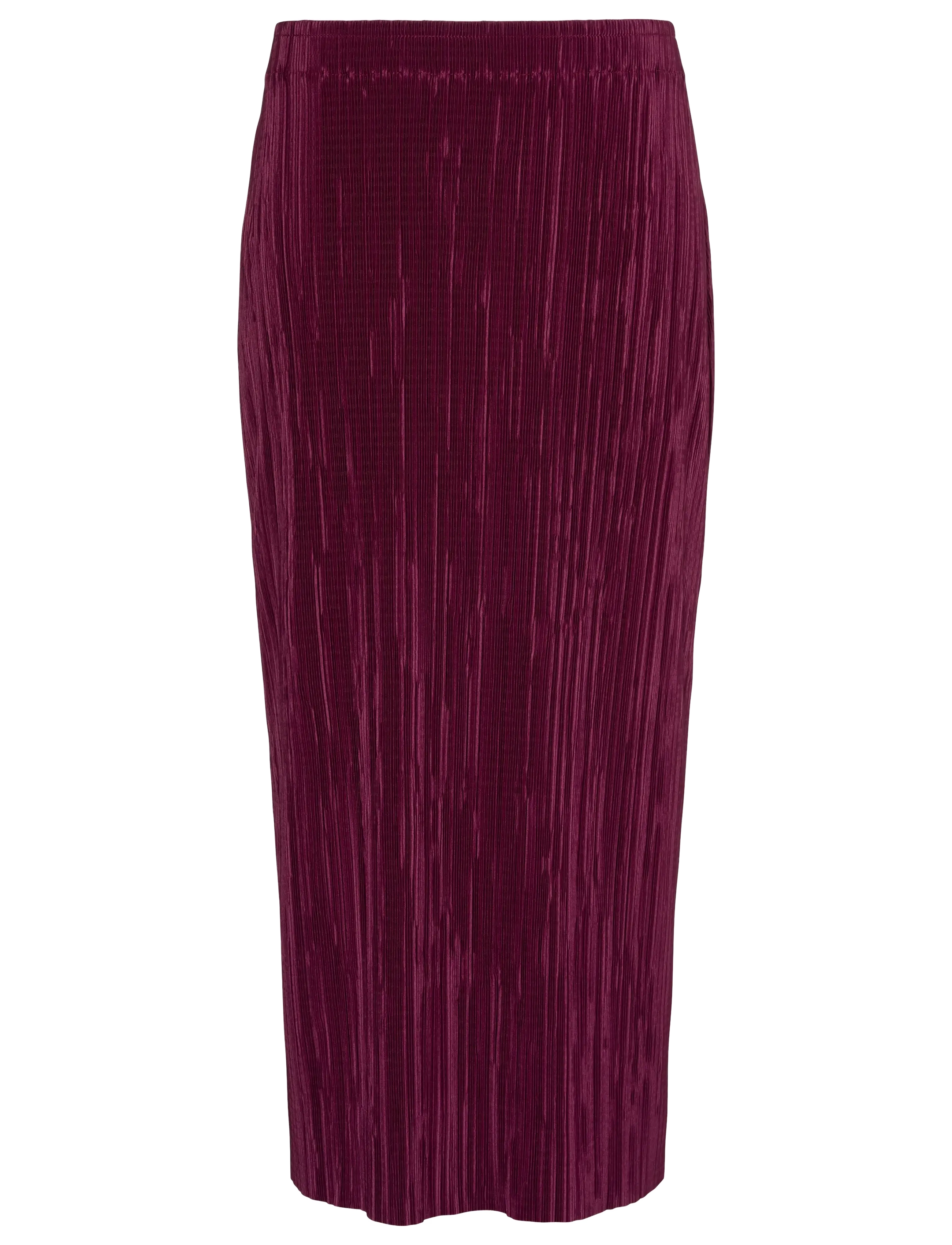 CALVIN KLEIN Plisse Midi Rock Burgundy - XS - Damen