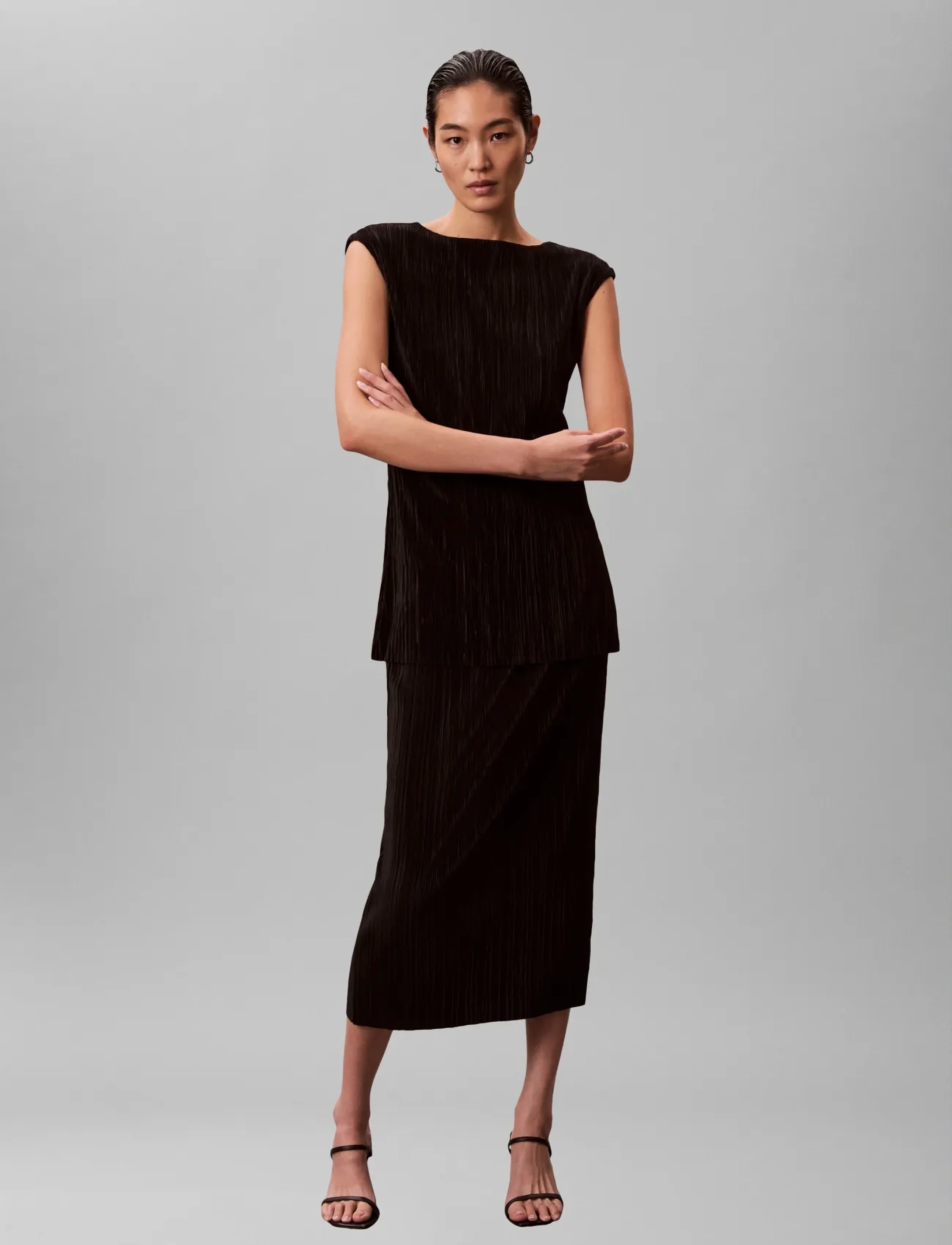 Calvin Klein PLISSE MIDI SKIRT - Röcke - BLACK / black