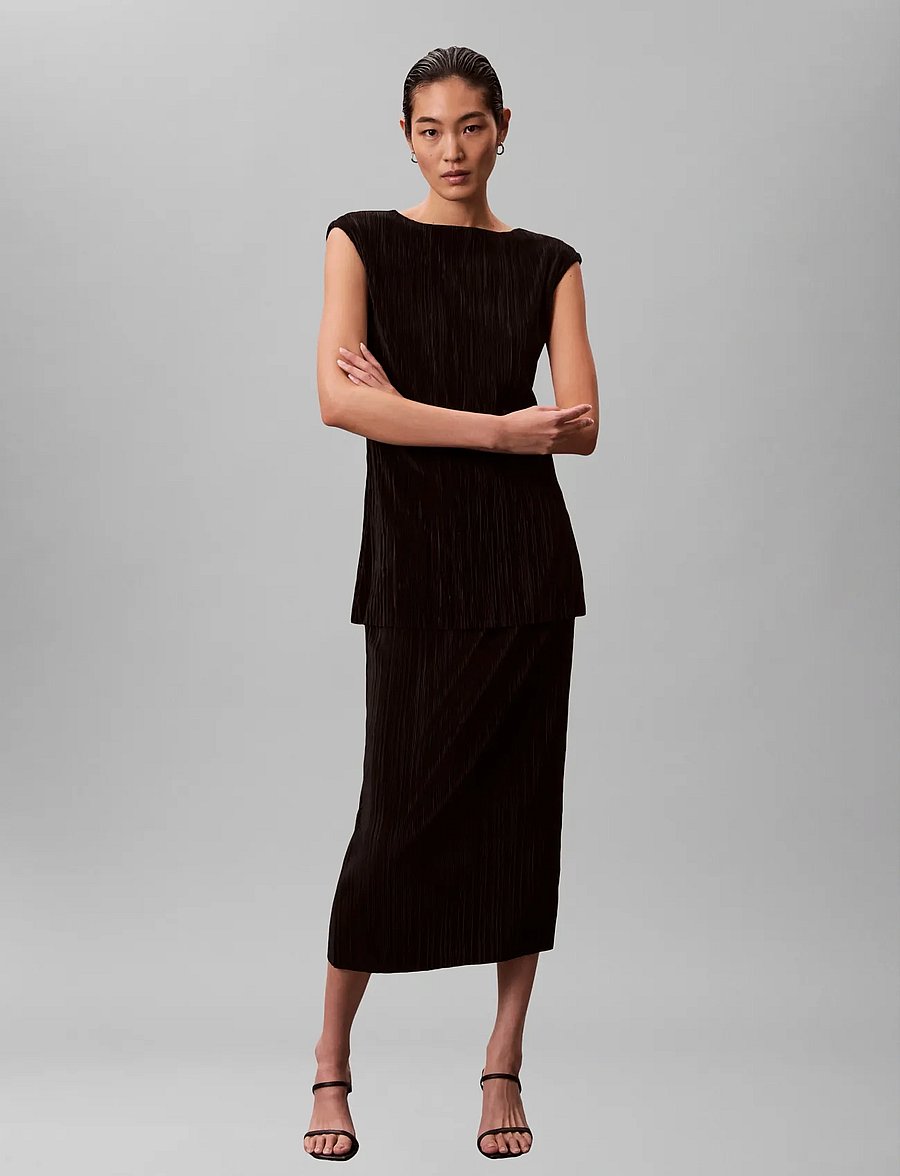 Calvin Klein - PLISSE MIDI SKIRT - midi skirts - black - 0