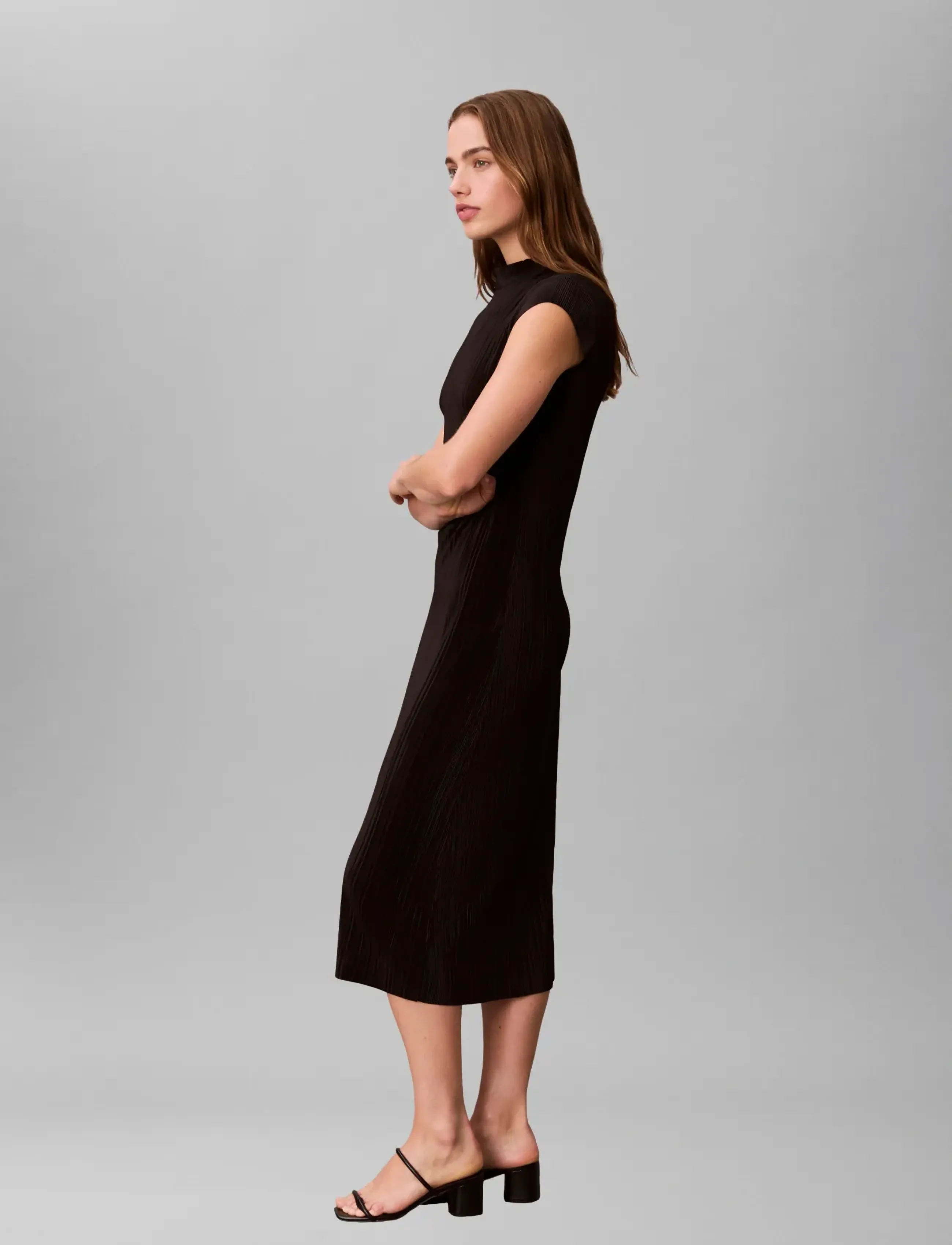Calvin Klein - PLISSE MIDI DRESS - midi kjoler - black - 3