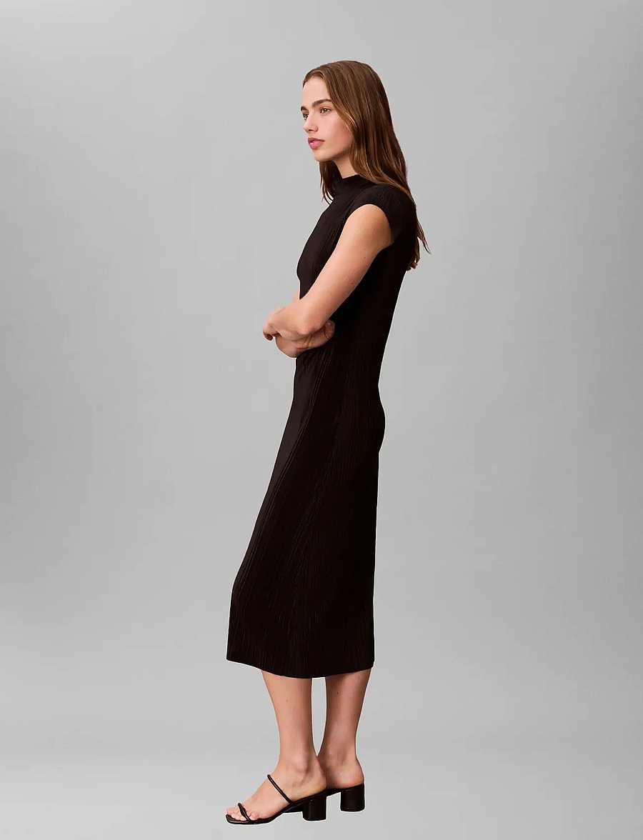 Calvin Klein - PLISSE MIDI DRESS - midi dresses - black - 3