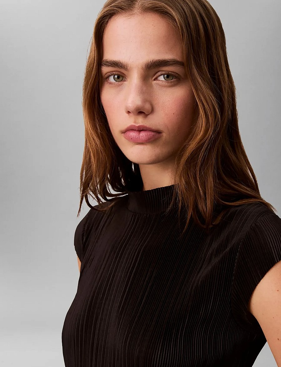 Calvin Klein - PLISSE MIDI DRESS - midi dresses - black - 5