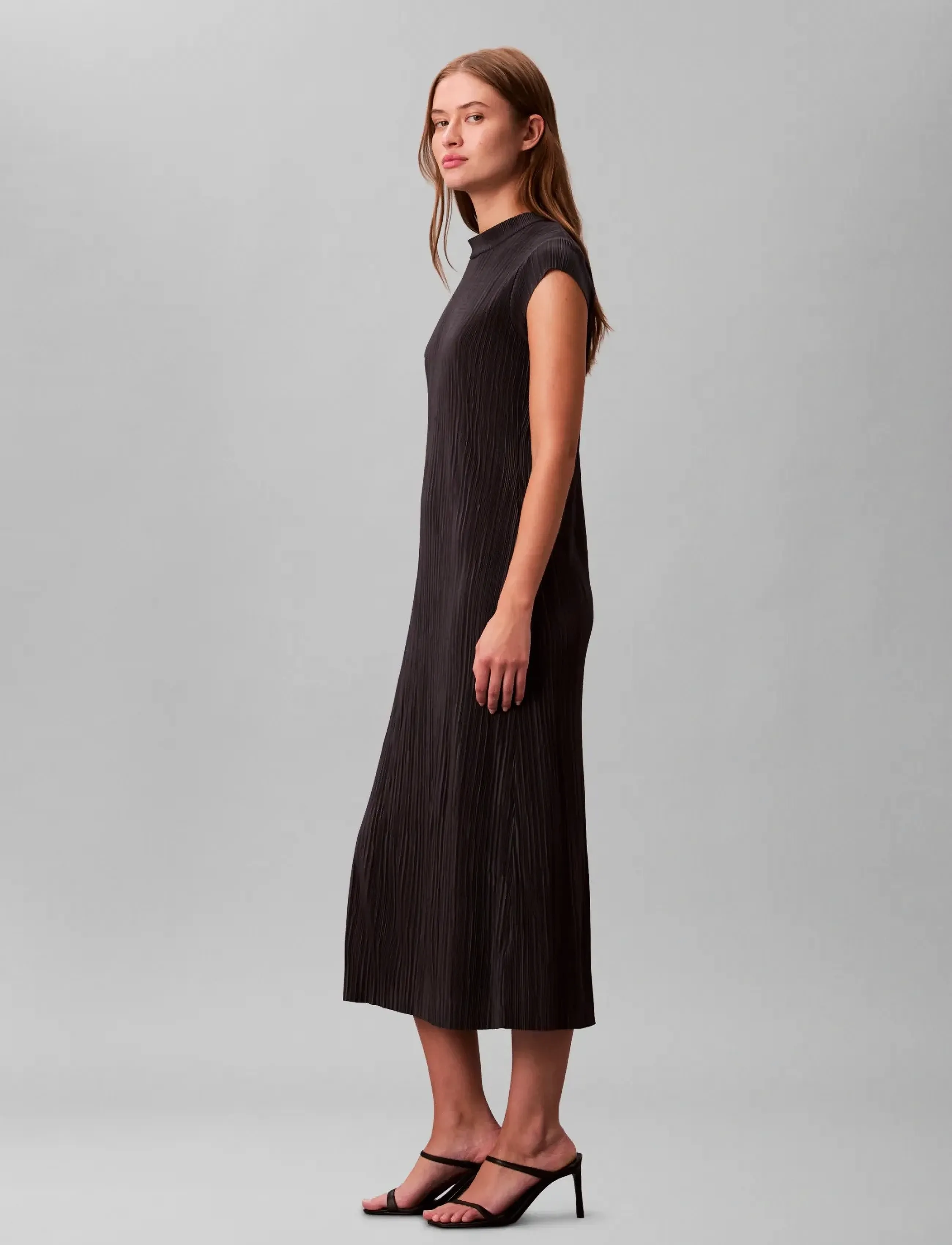 Calvin Klein - PLISSE MIDI DRESS - midi kjólar - ebony - 3