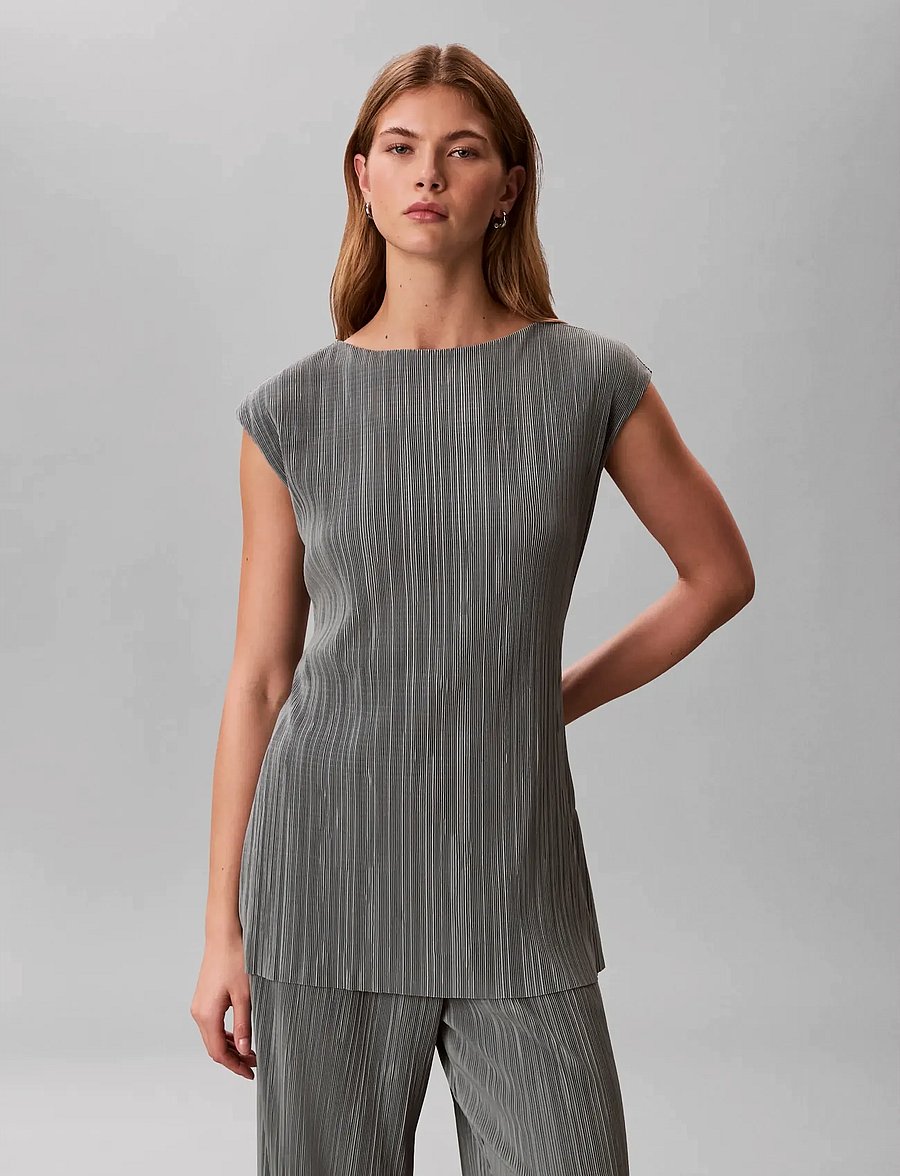 Calvin Klein - SL PLISSE TUNIC - Ärmellose blusen - shadow - 3
