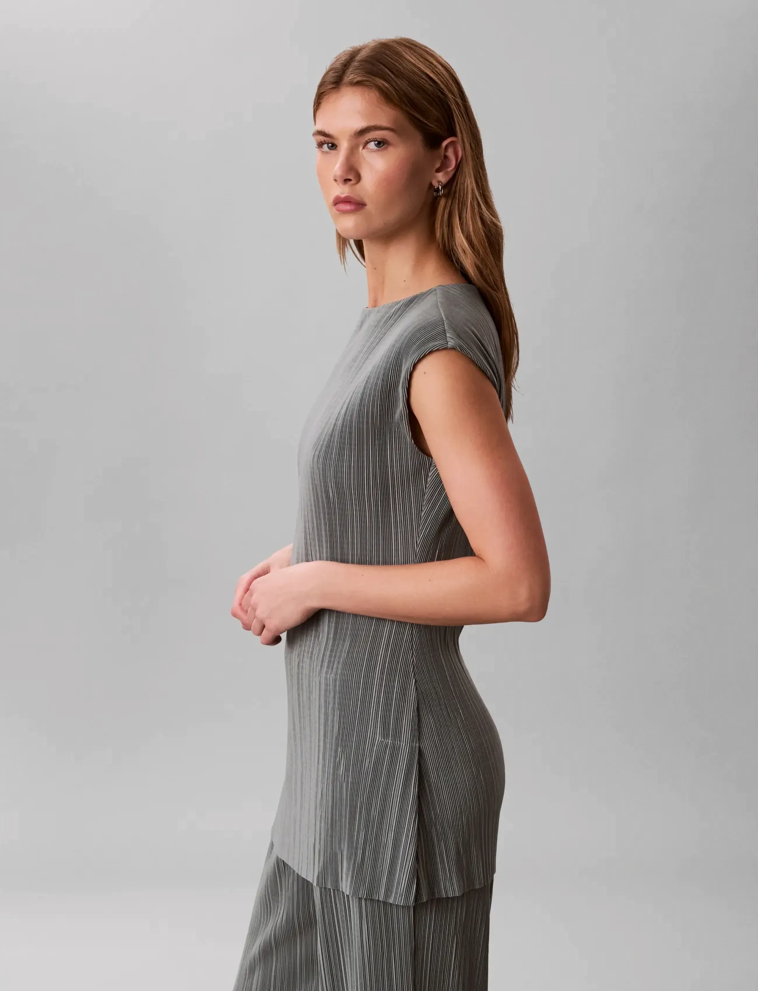Calvin Klein - SL PLISSE TUNIC - bluzki bez rękawów - shadow - 4