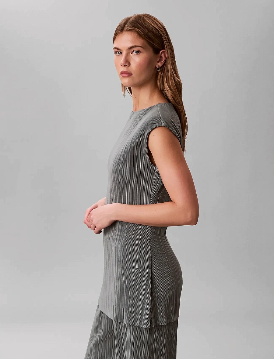 Calvin Klein - SL PLISSE TUNIC - Ärmellose blusen - shadow - 4