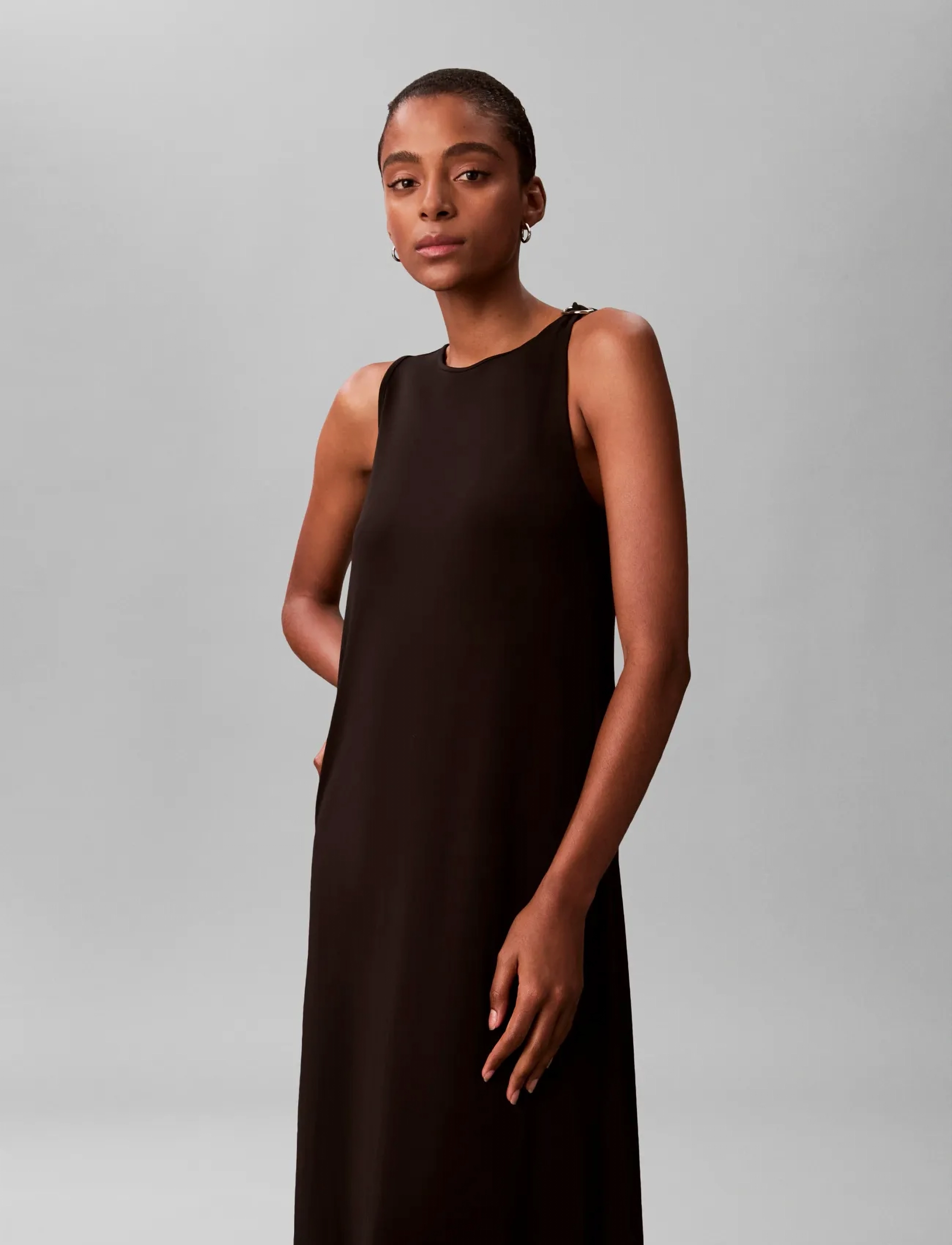 Calvin Klein - SL REFINED JERSEY HARDWARE DRESS - black - 3