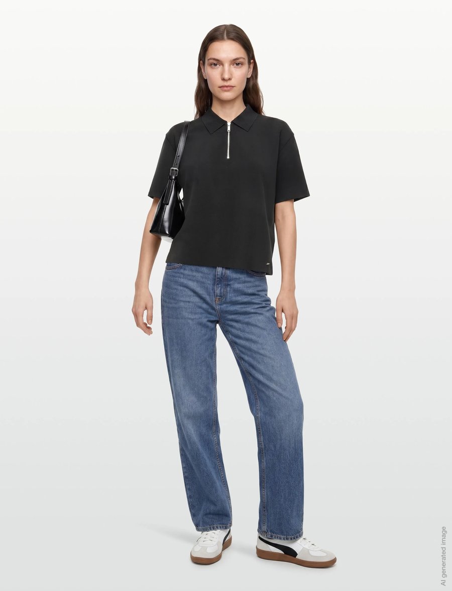 Calvin Klein - SS TAILORED KNIT COLLAR ZIP TOP - polo shirts - black - 0