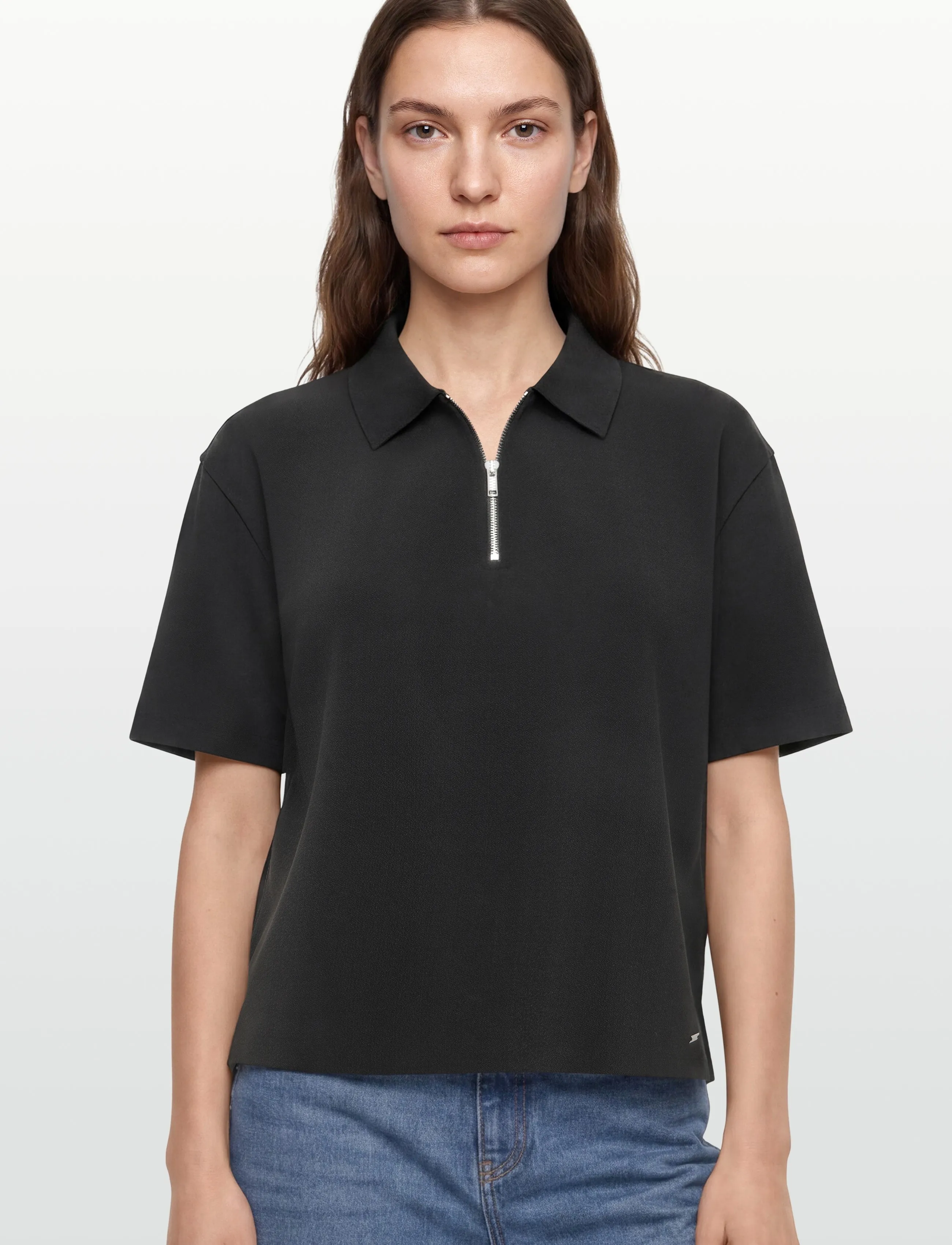Calvin Klein - SS TAILORED KNIT COLLAR ZIP TOP - poloshirts - black - 3