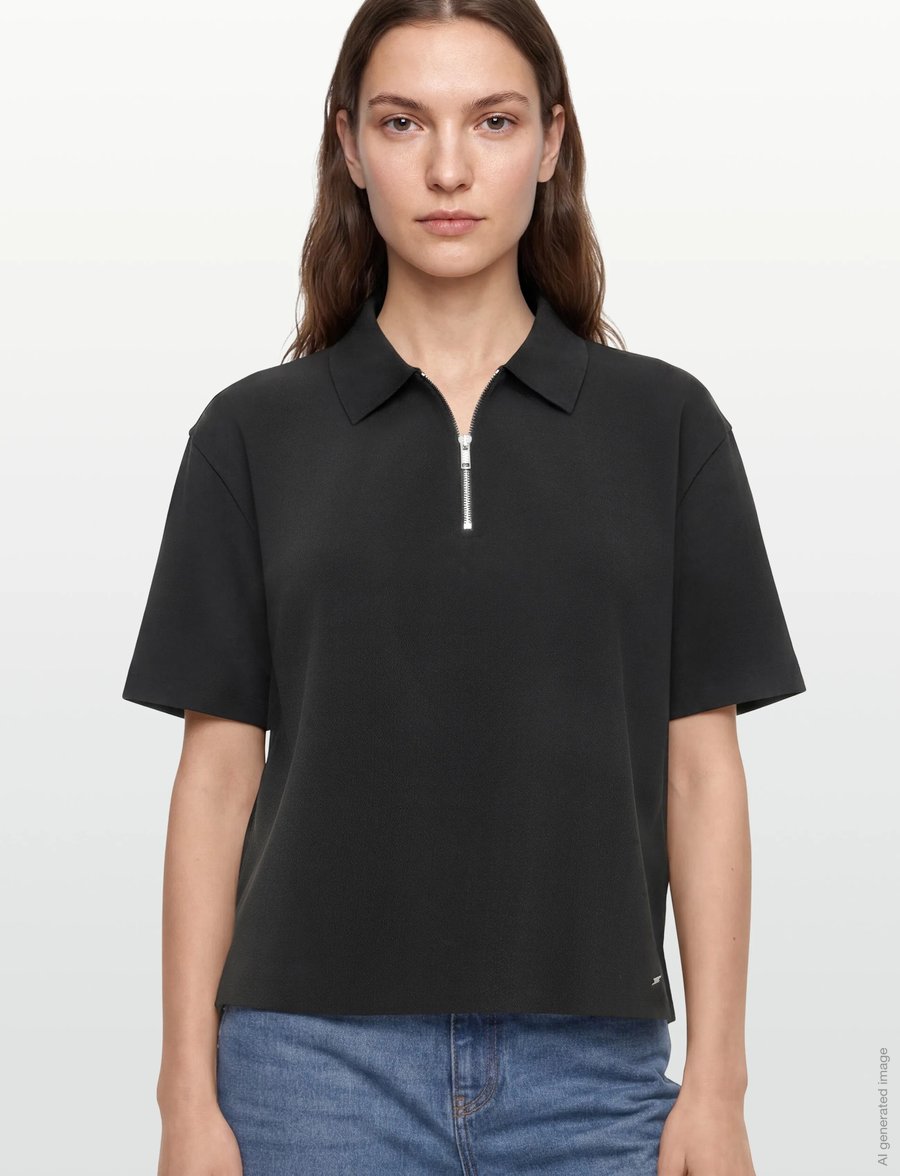 Calvin Klein - SS TAILORED KNIT COLLAR ZIP TOP - polo shirts - black - 3