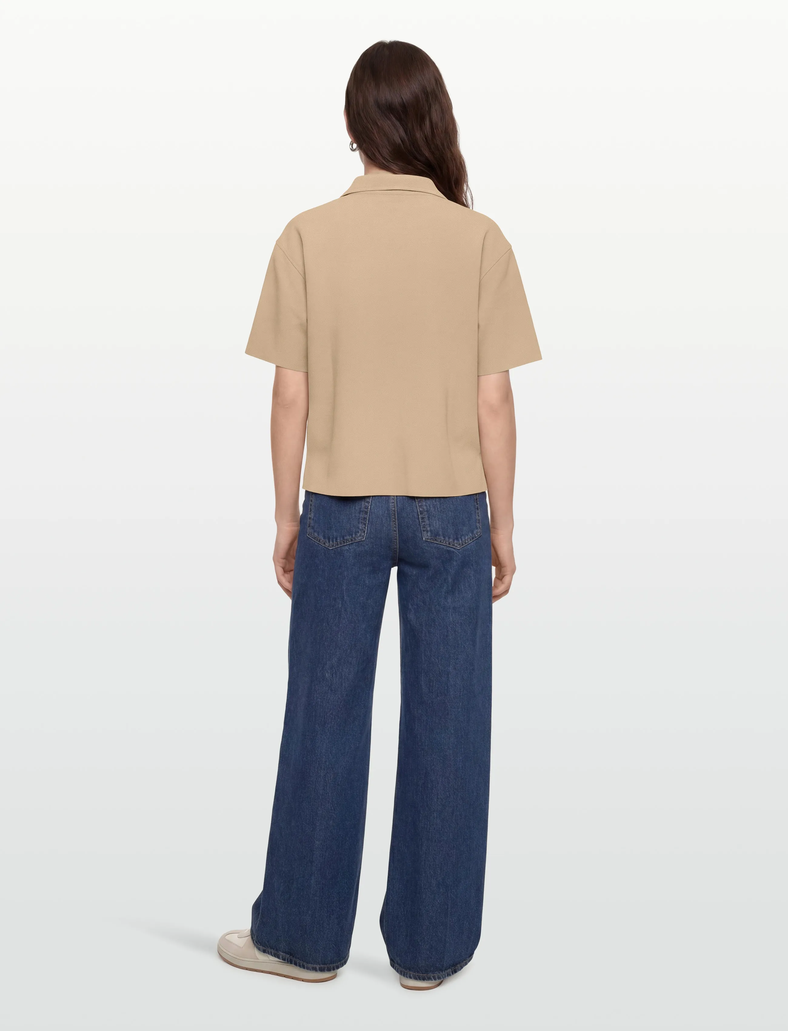 Calvin Klein - SS TAILORED KNIT COLLAR ZIP TOP - polo shirts - tannin - 4