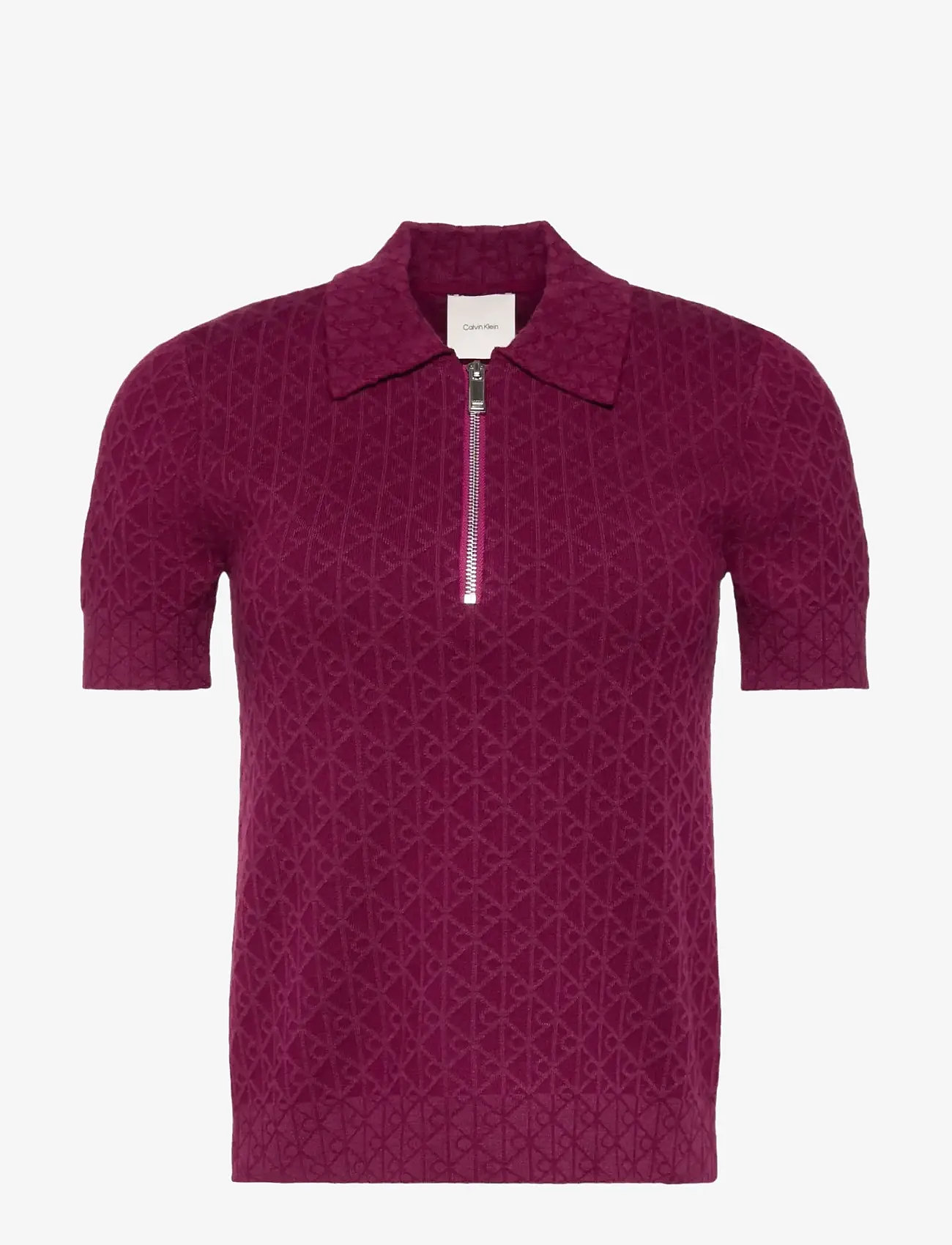 Calvin Klein - AOP Textured SS Top - stickade tröjor - berry glaze combo - 1