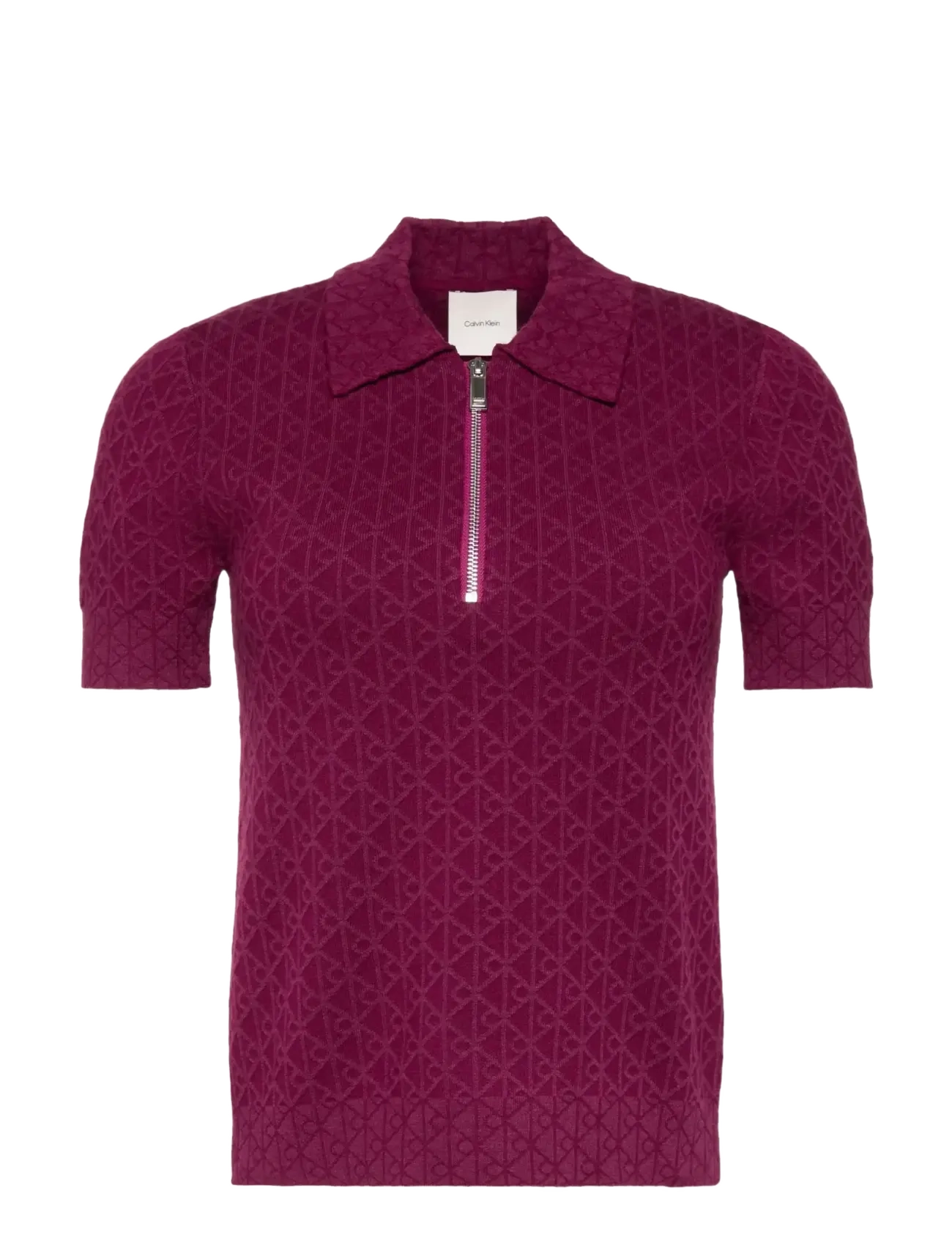 Calvin Klein AOP Textured SS Top - Strickmode - BERRY GLAZE COMBO / burgundy