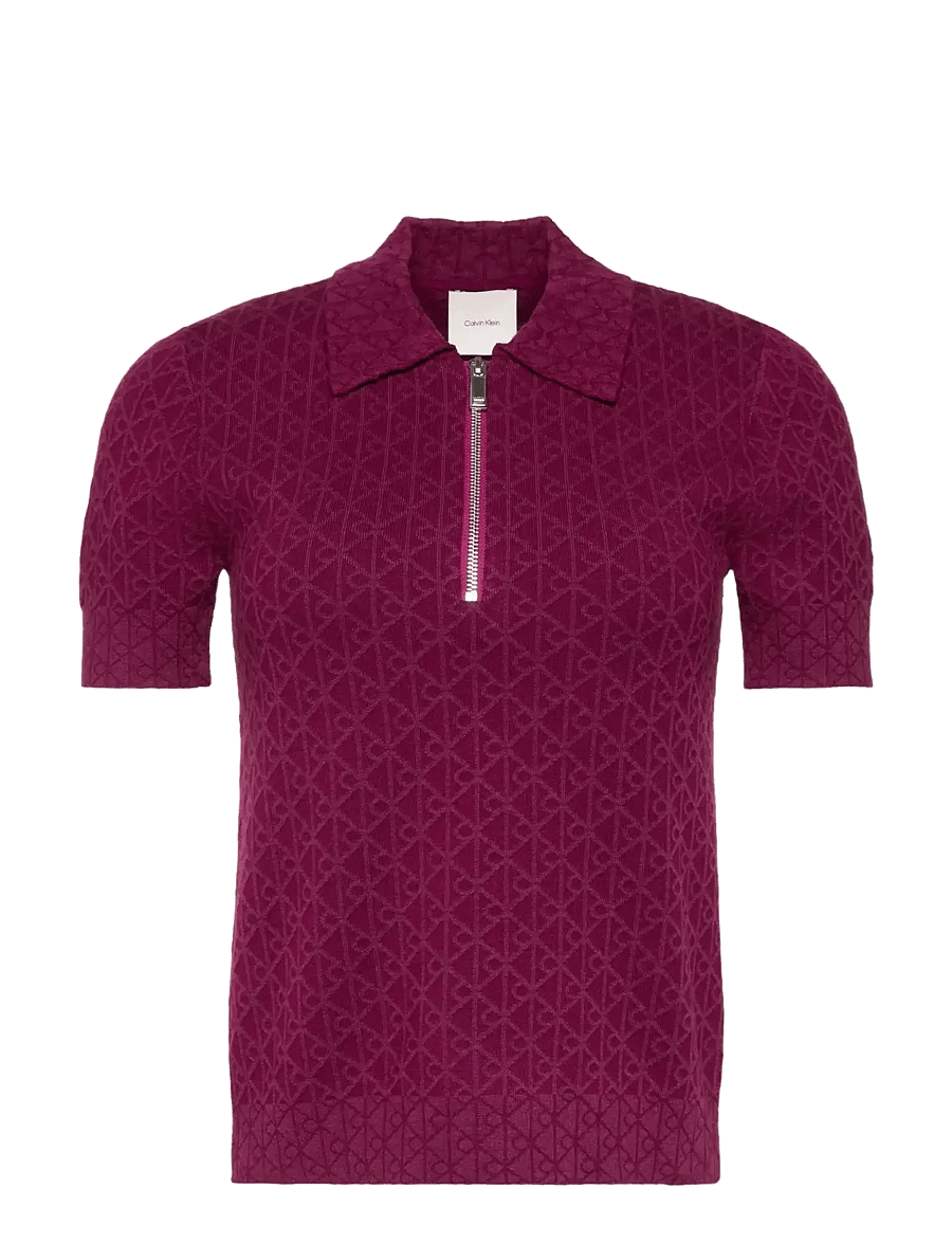 Calvin Klein - AOP Textured SS Top - jumpers - berry glaze combo - 1