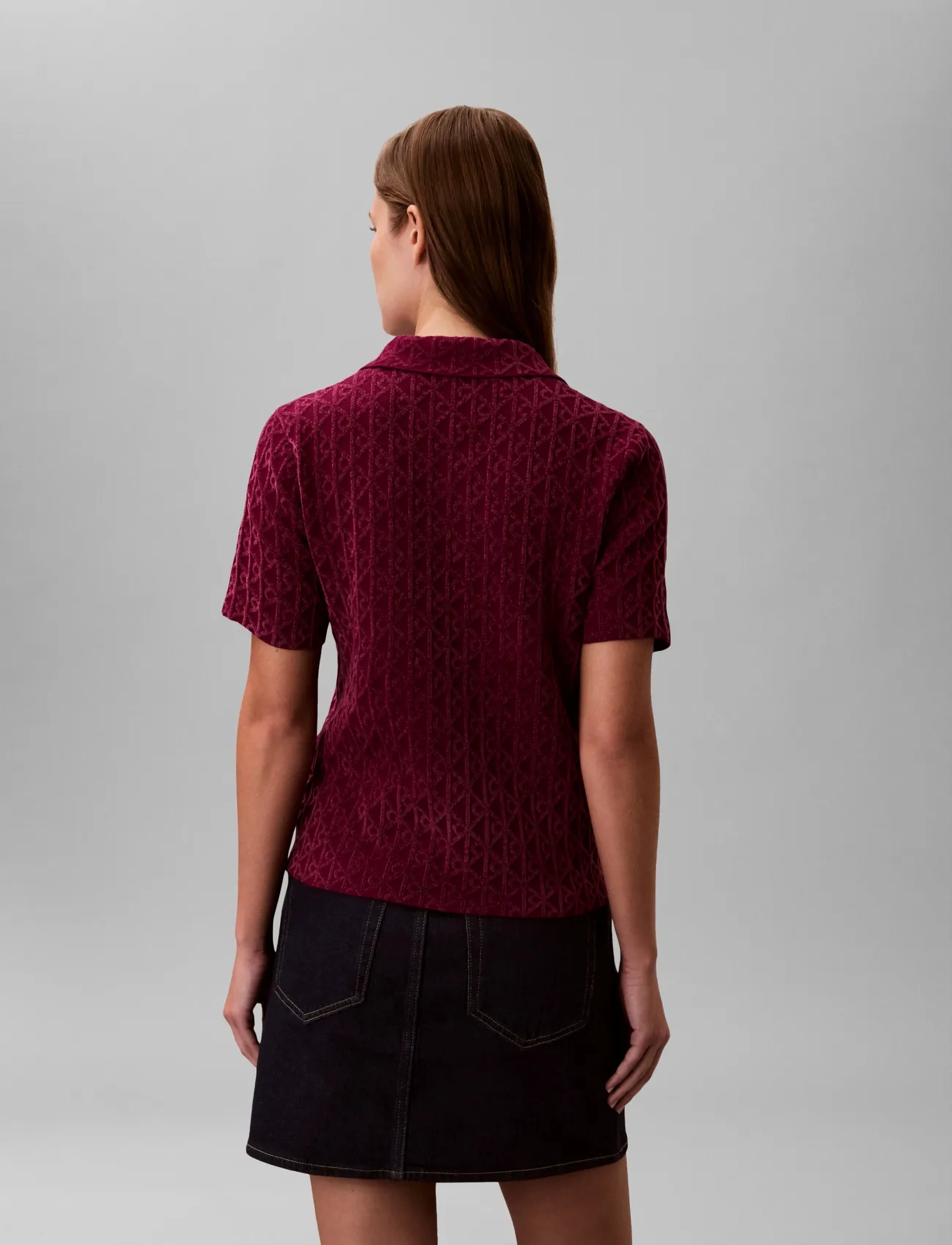 Calvin Klein - AOP Textured SS Top - džemperiai - berry glaze combo - 2