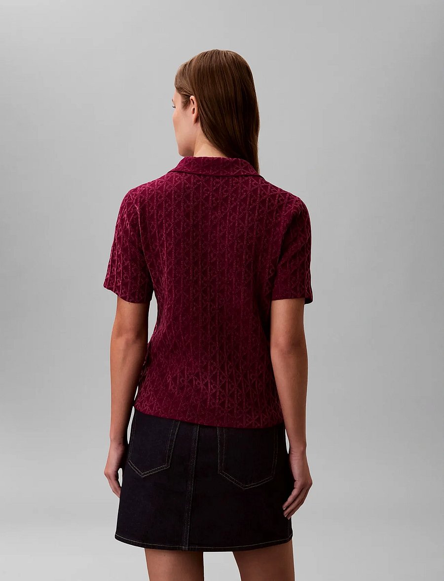 Calvin Klein - AOP Textured SS Top - jumpers - berry glaze combo - 2