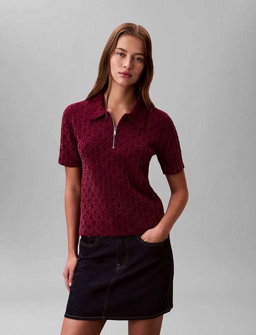 Calvin Klein - AOP Textured SS Top - jumpers - berry glaze combo - 3